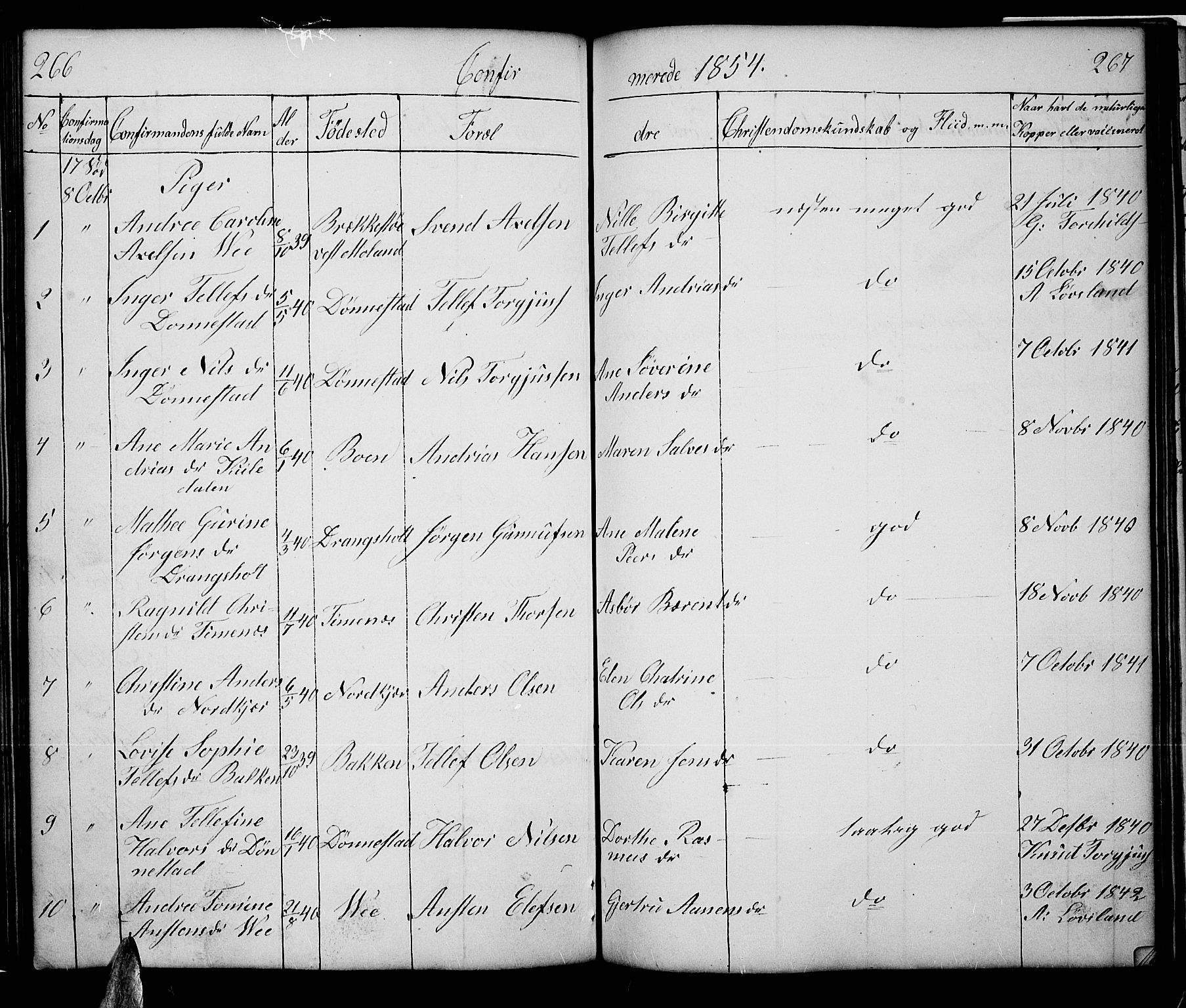 Tveit sokneprestkontor, AV/SAK-1111-0043/F/Fb/L0002: Parish register (copy) no. B 2, 1835-1854, p. 266-267