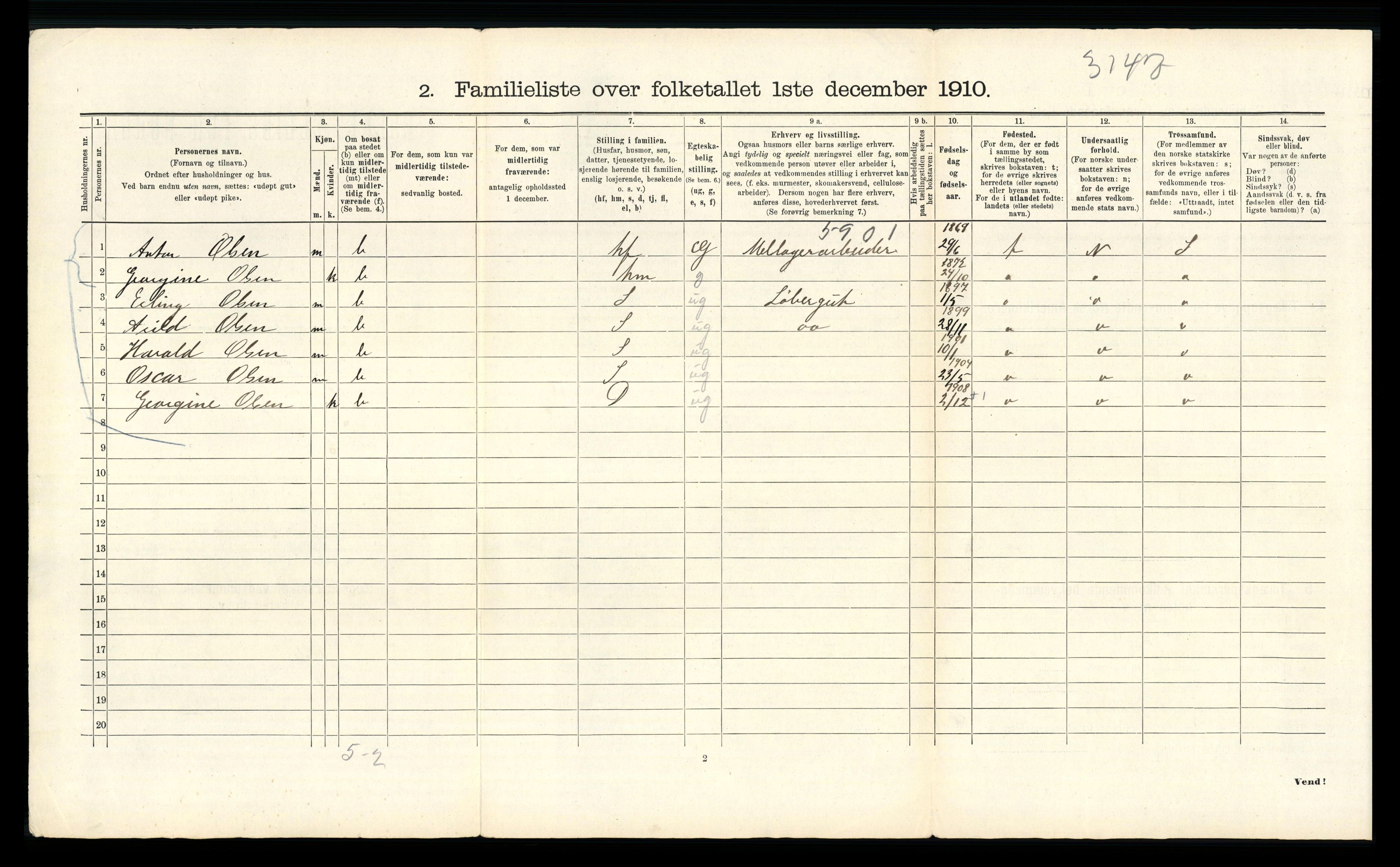 RA, 1910 census for Bergen, 1910, p. 38142