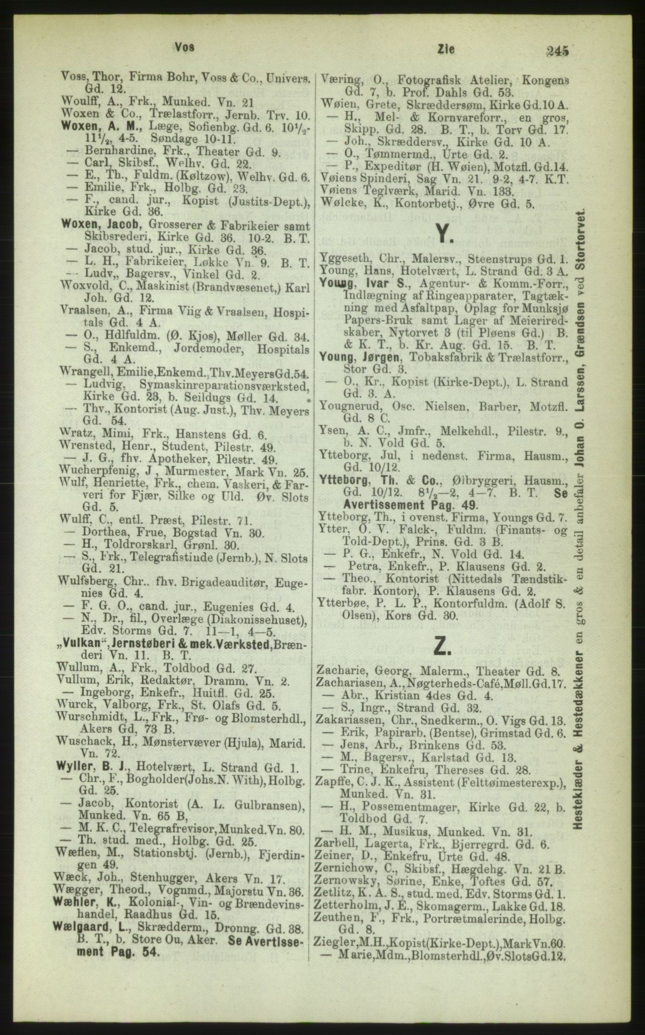 Kristiania/Oslo adressebok, PUBL/-, 1883, p. 245