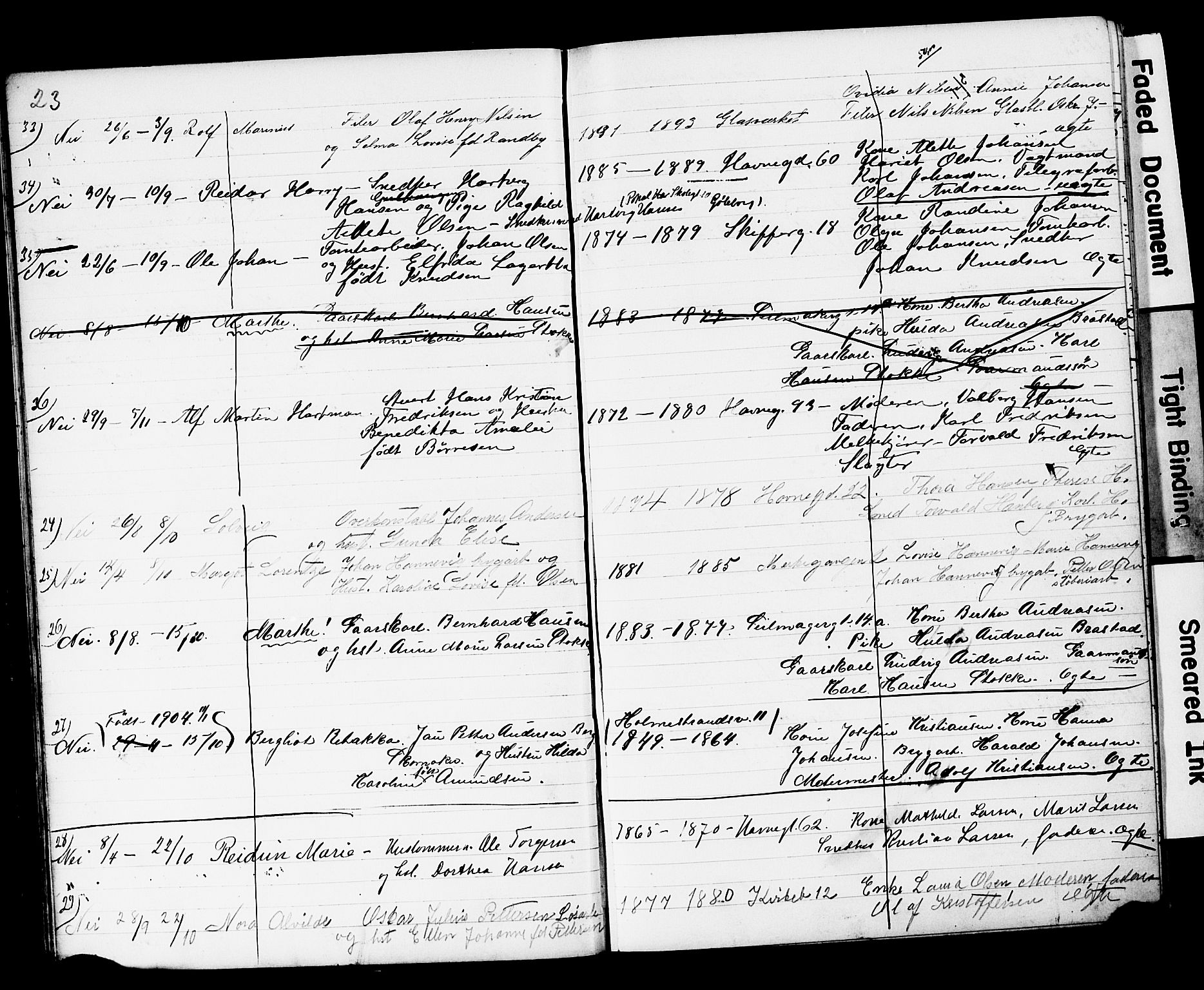 Strømsø kirkebøker, AV/SAKO-A-246/Y/Yb/L0002: Parish register draft no. II 2, 1907-1915, p. 23