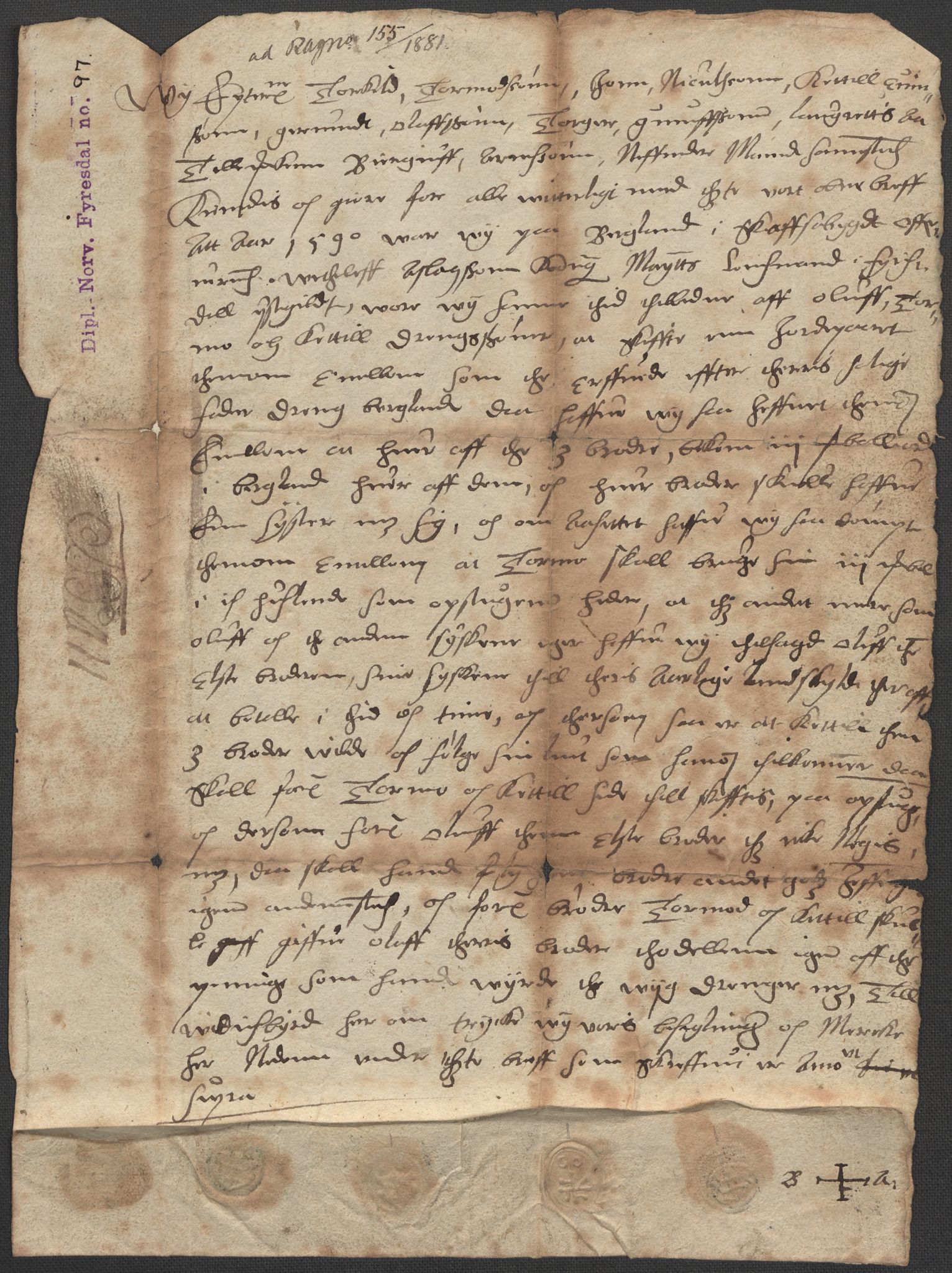 Riksarkivets diplomsamling, AV/RA-EA-5965/F02/L0092: Dokumenter, 1590, p. 44