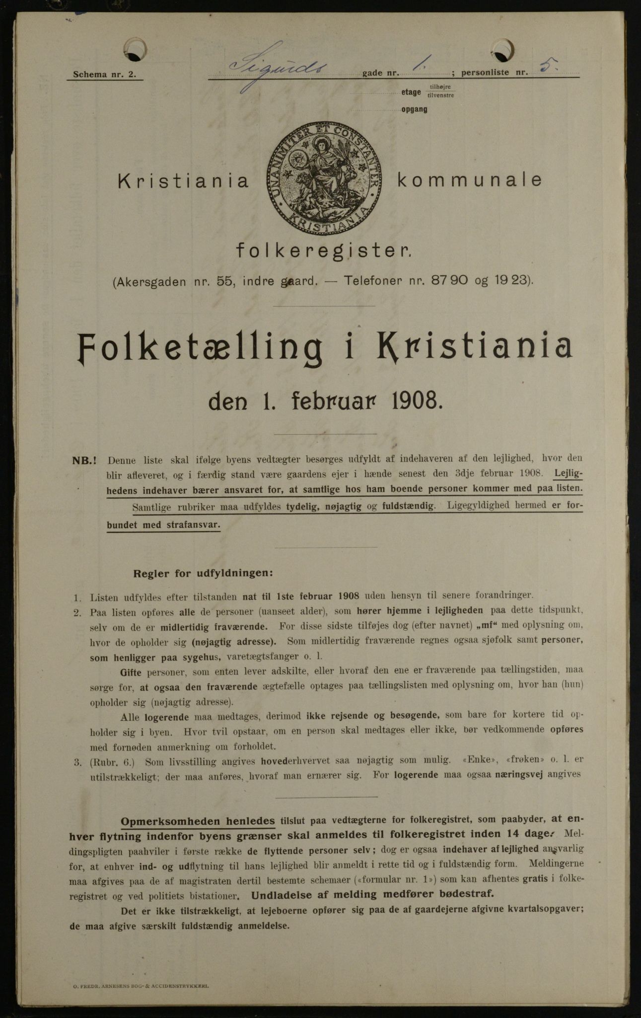 OBA, Municipal Census 1908 for Kristiania, 1908, p. 85331