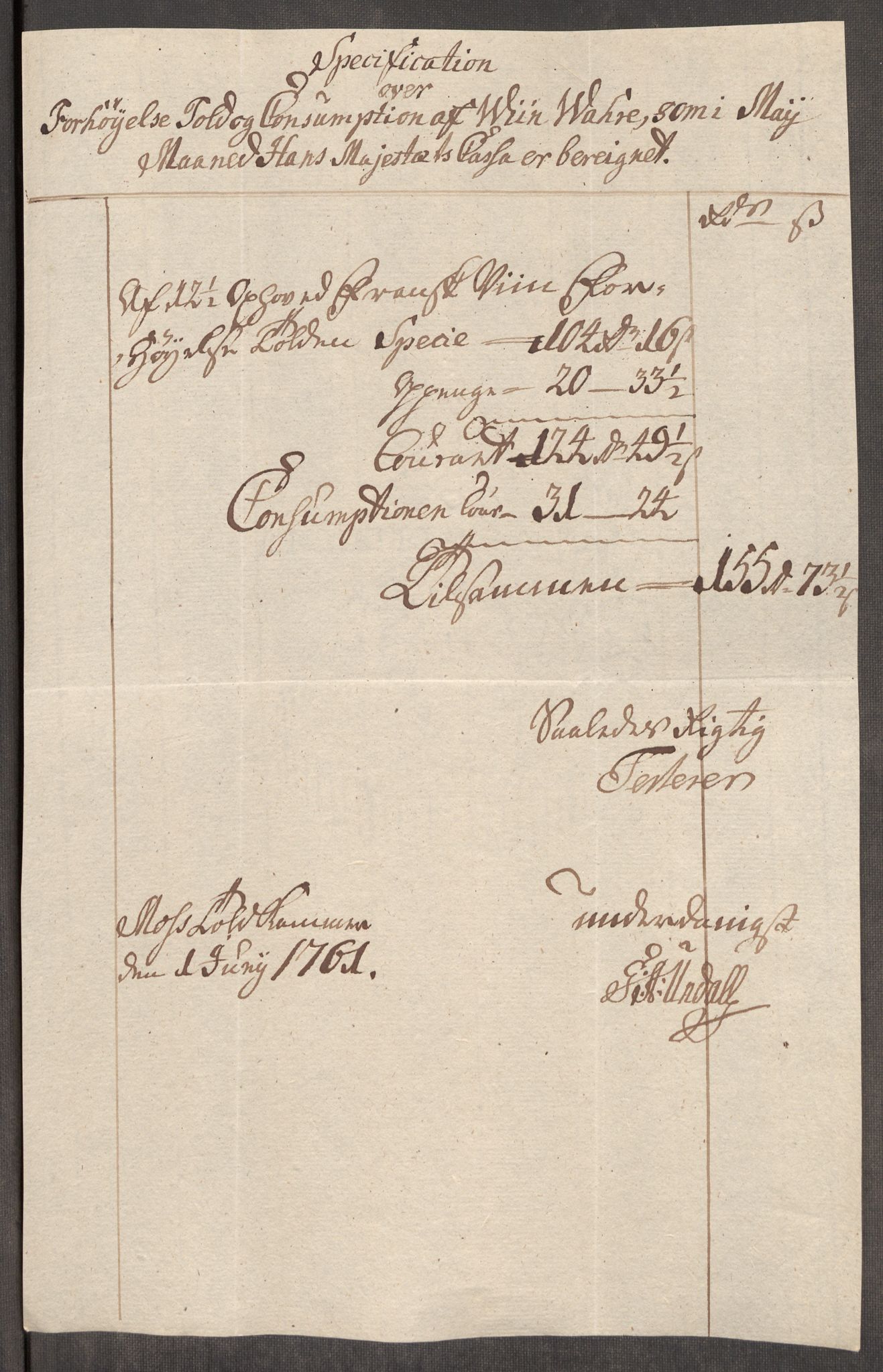 Rentekammeret inntil 1814, Realistisk ordnet avdeling, AV/RA-EA-4070/Oe/L0007: [Ø1]: Priskuranter, 1761-1763, p. 78