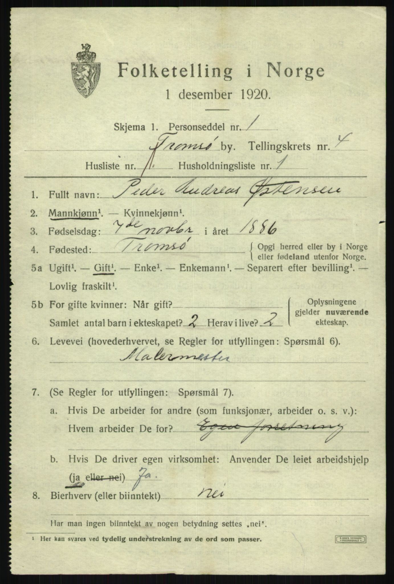 SATØ, 1920 census for Tromsø, 1920, p. 11762