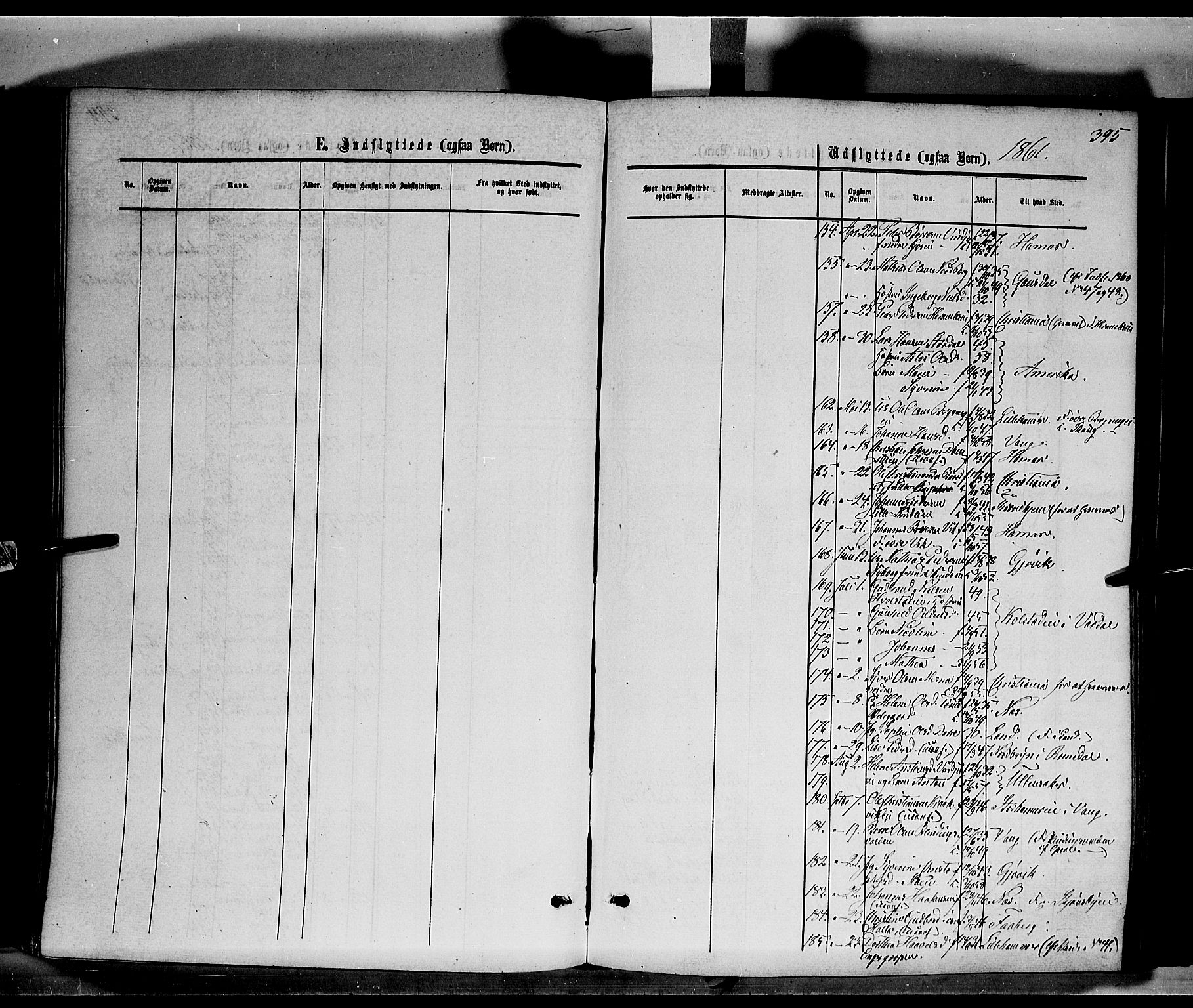 Ringsaker prestekontor, SAH/PREST-014/K/Ka/L0010: Parish register (official) no. 10, 1861-1869, p. 395