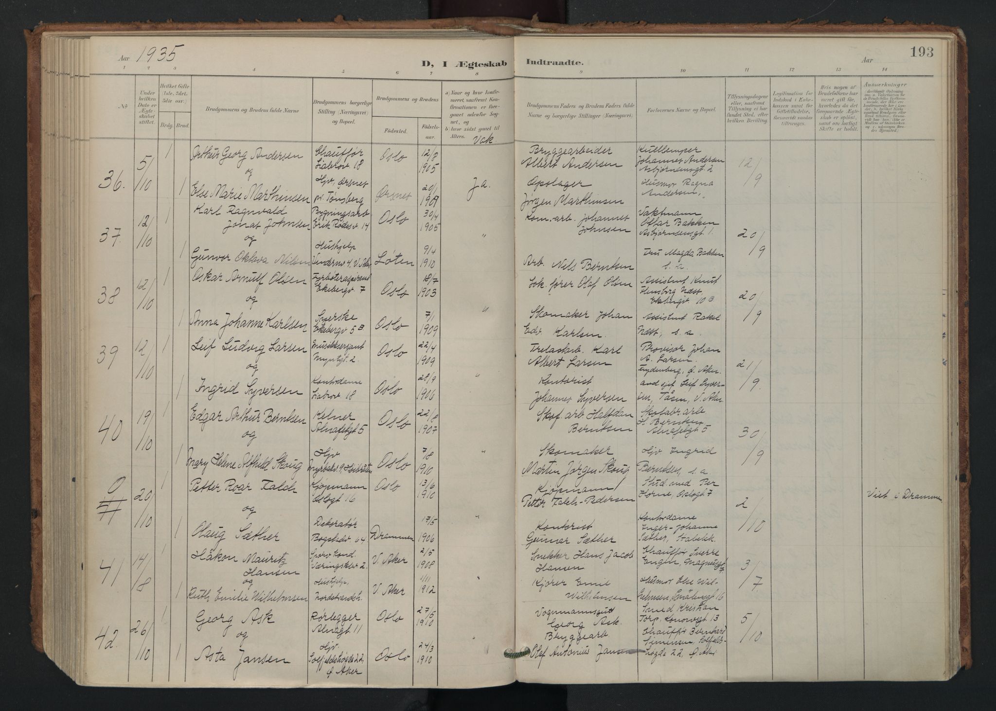 Gamlebyen prestekontor Kirkebøker, AV/SAO-A-10884/F/Fa/L0011: Parish register (official) no. 11, 1901-1939, p. 193