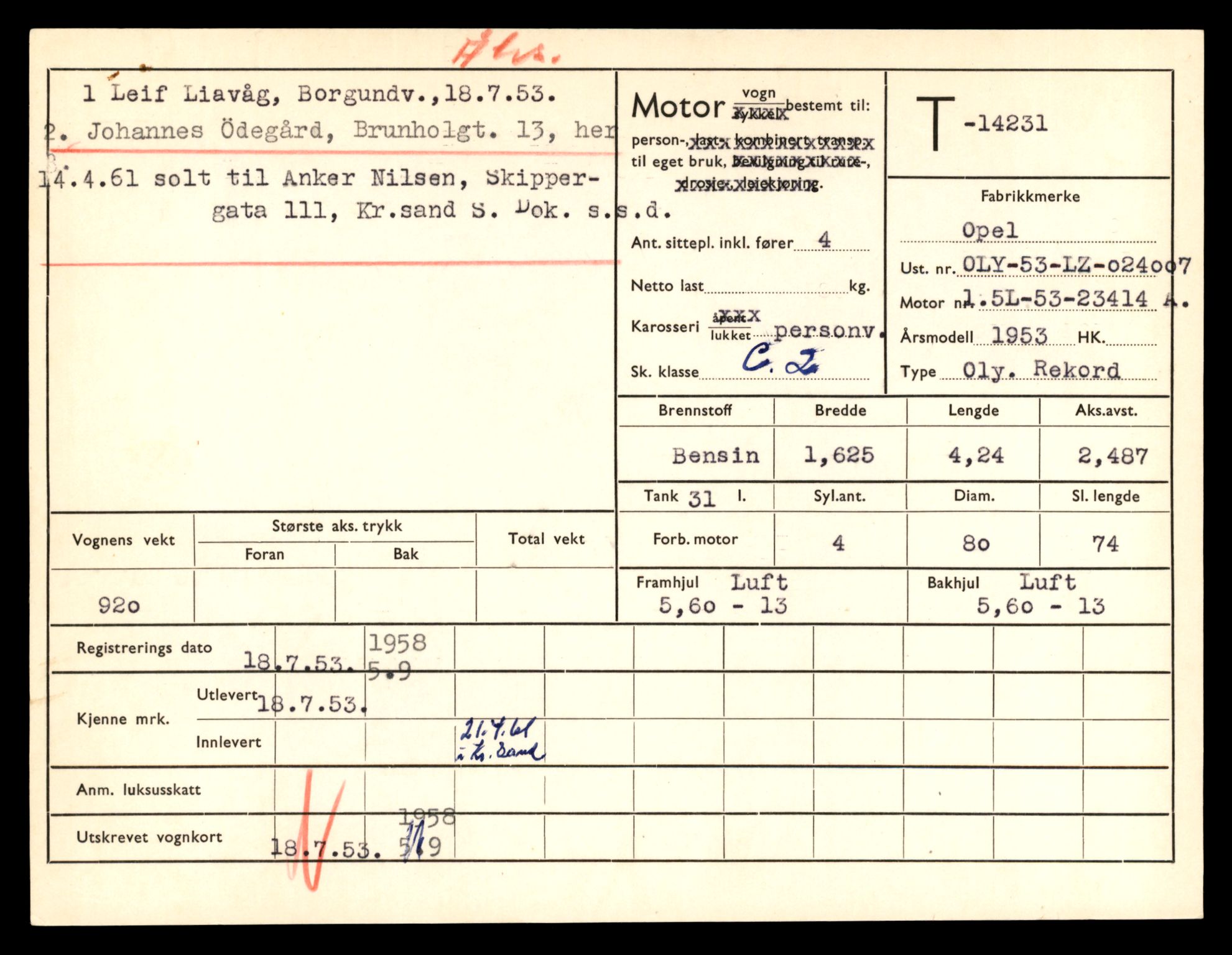Møre og Romsdal vegkontor - Ålesund trafikkstasjon, AV/SAT-A-4099/F/Fe/L0044: Registreringskort for kjøretøy T 14205 - T 14319, 1927-1998, p. 762