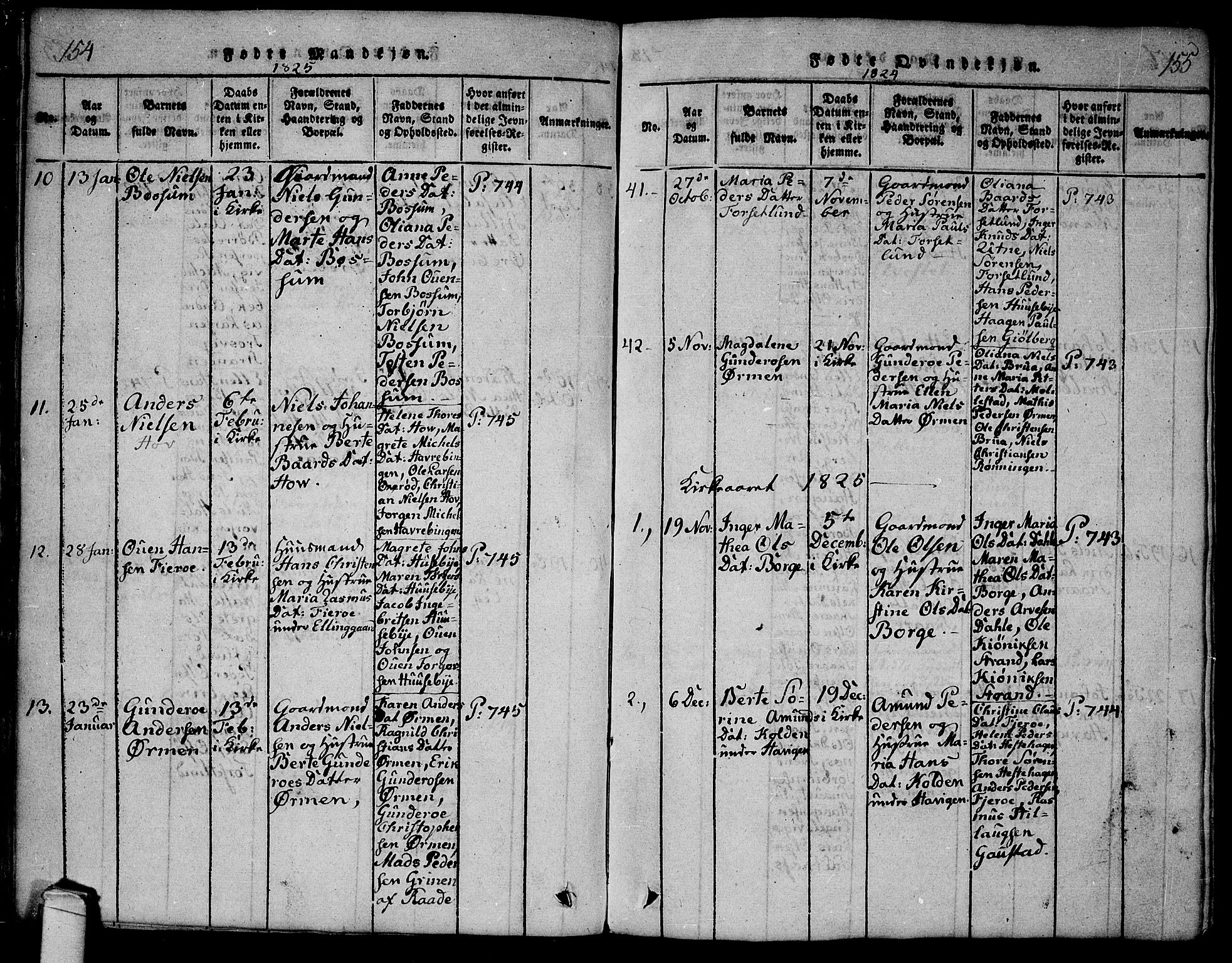Onsøy prestekontor Kirkebøker, SAO/A-10914/F/Fa/L0002: Parish register (official) no. I 2, 1814-1840, p. 154-155