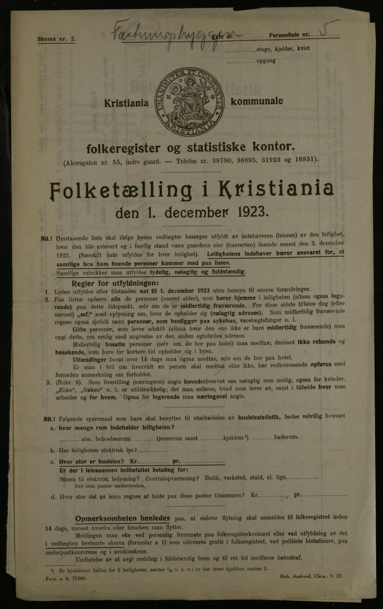 OBA, Municipal Census 1923 for Kristiania, 1923, p. 27277