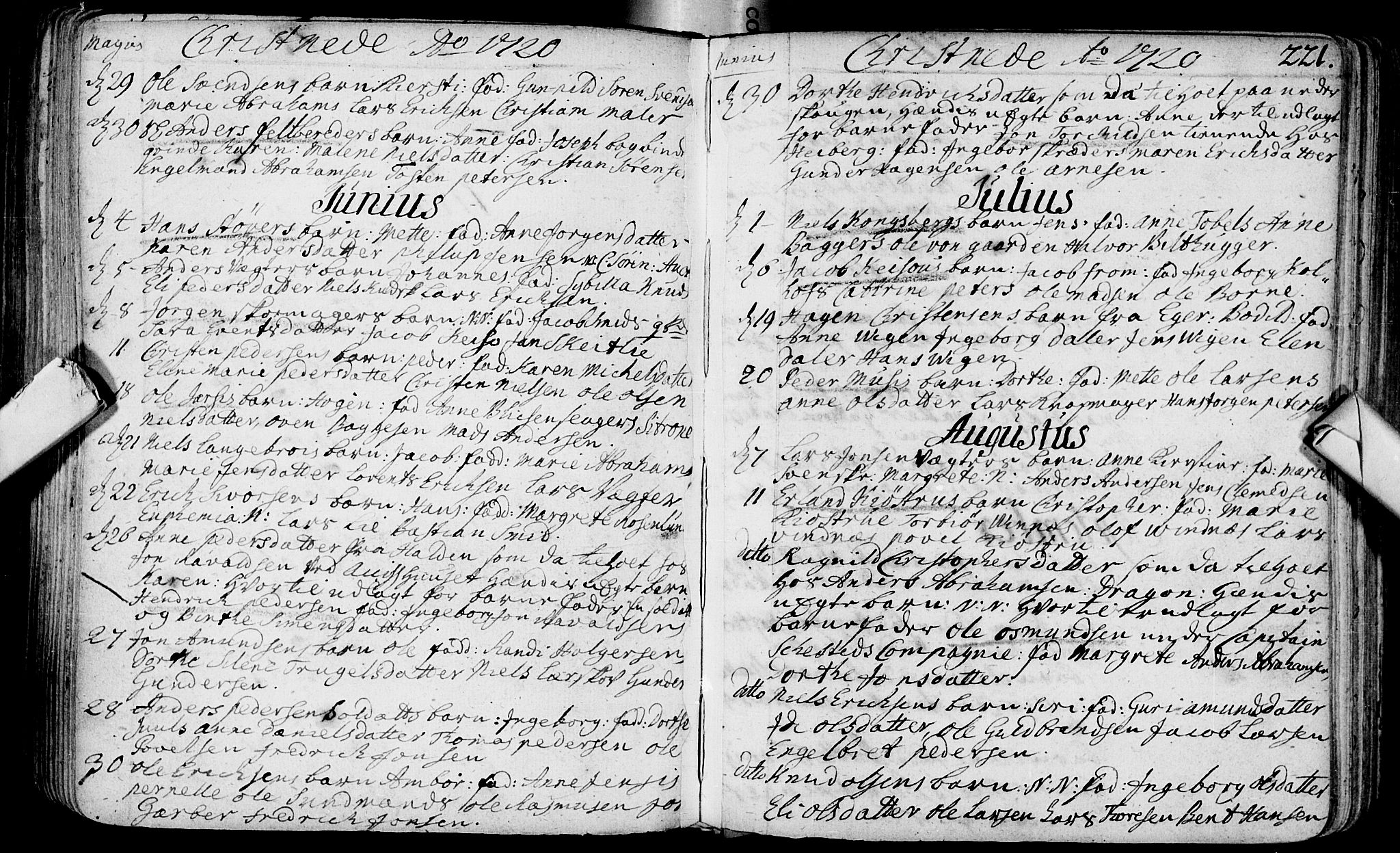 Bragernes kirkebøker, AV/SAKO-A-6/F/Fa/L0003: Parish register (official) no. I 3, 1706-1734, p. 221