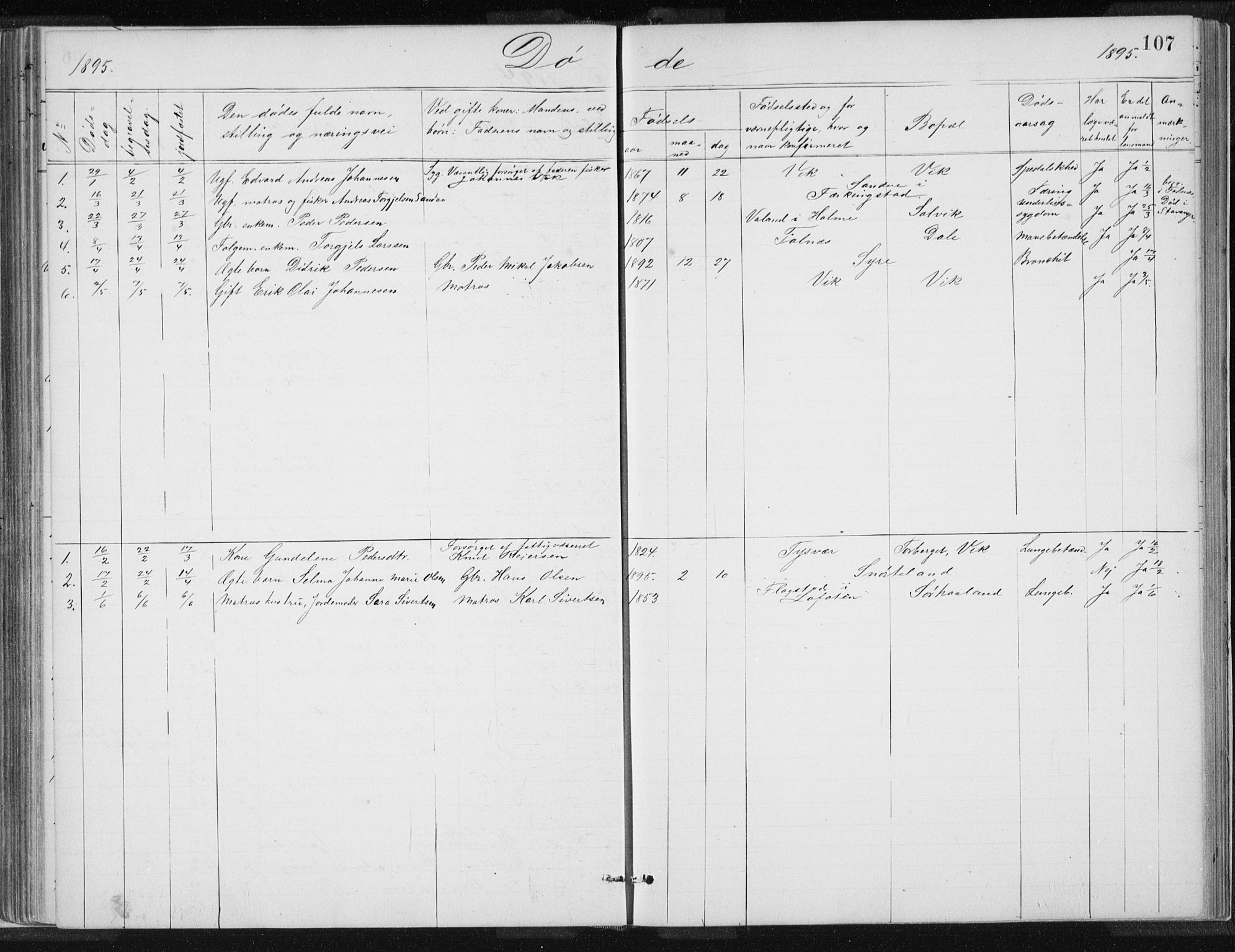 Skudenes sokneprestkontor, SAST/A -101849/H/Ha/Hab/L0007: Parish register (copy) no. B 7, 1885-1899, p. 107