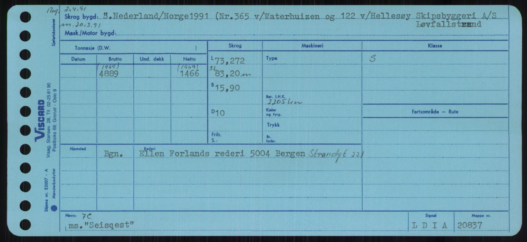 Sjøfartsdirektoratet med forløpere, Skipsmålingen, RA/S-1627/H/Ha/L0005/0001: Fartøy, S-Sven / Fartøy, S-Skji, p. 285