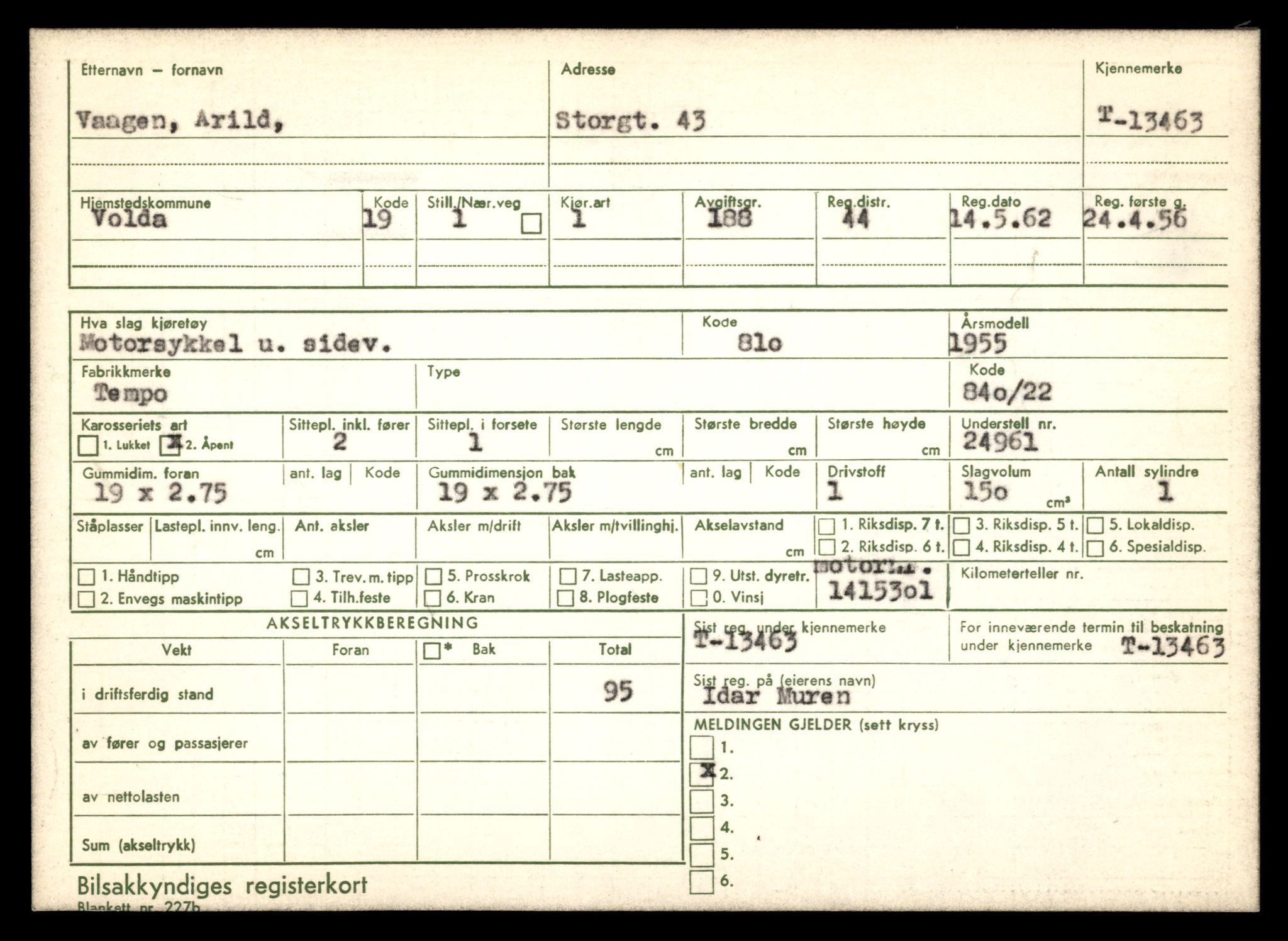 Møre og Romsdal vegkontor - Ålesund trafikkstasjon, AV/SAT-A-4099/F/Fe/L0039: Registreringskort for kjøretøy T 13361 - T 13530, 1927-1998, p. 1795