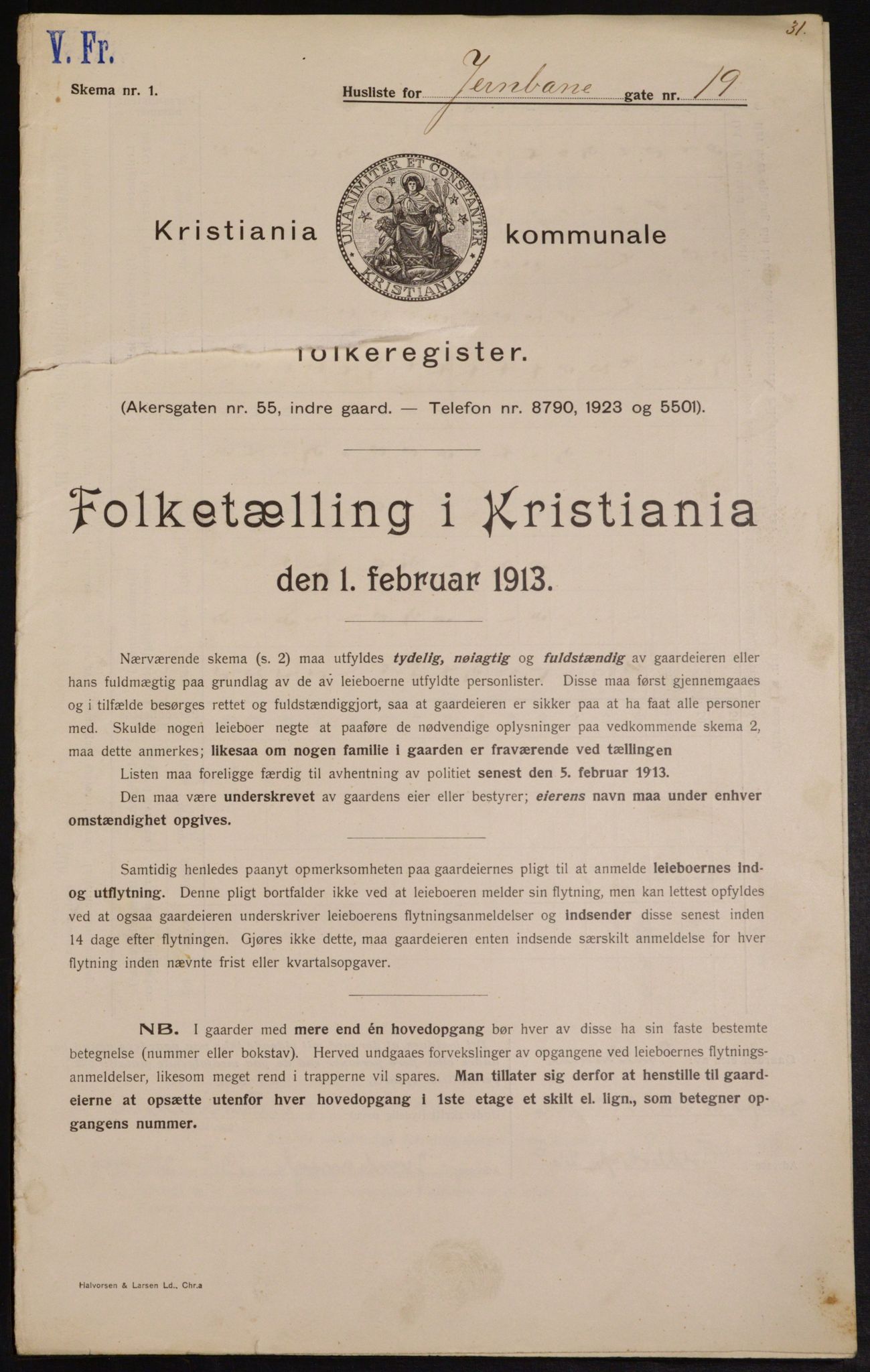 OBA, Municipal Census 1913 for Kristiania, 1913, p. 46571