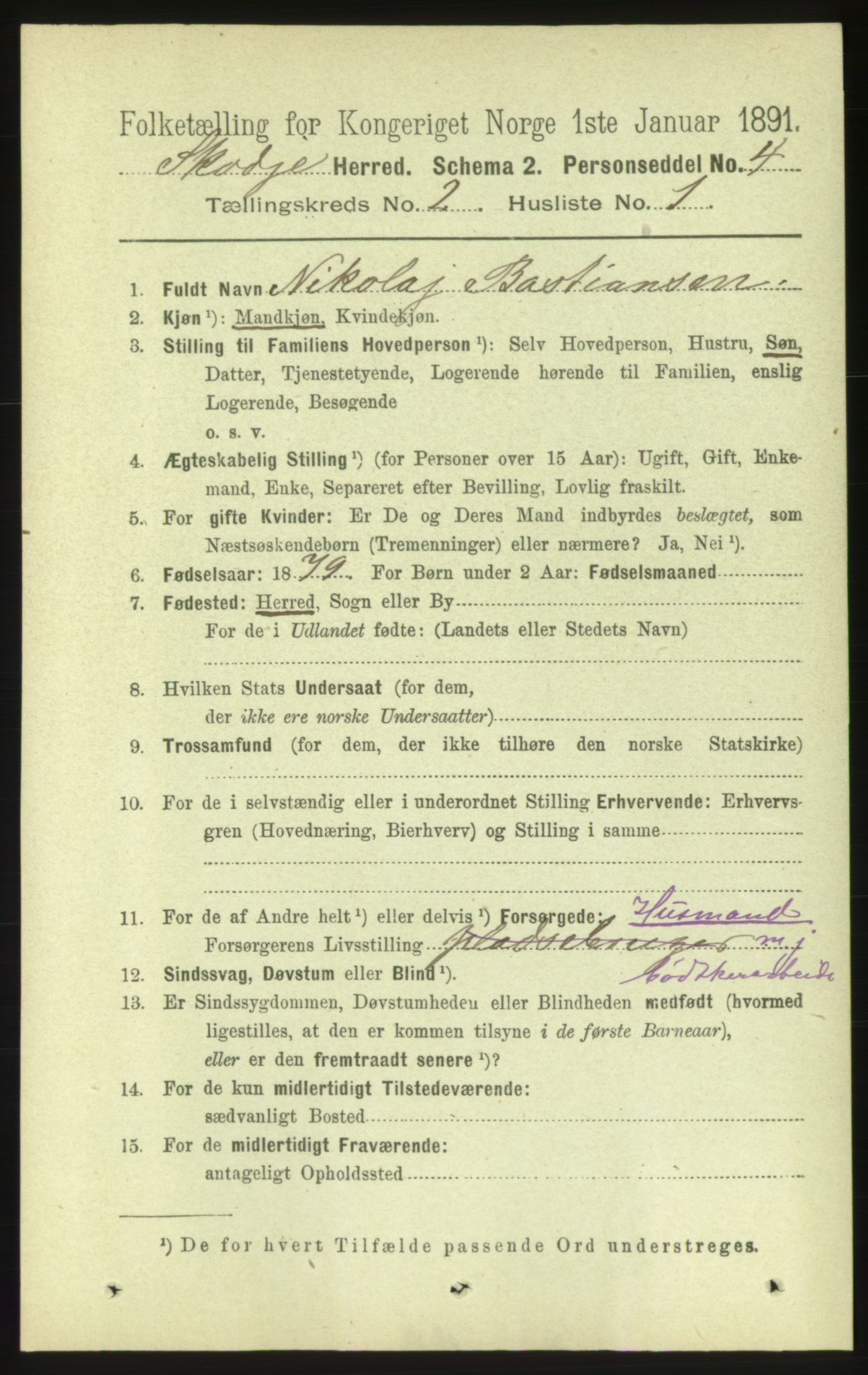 RA, 1891 census for 1529 Skodje, 1891, p. 278