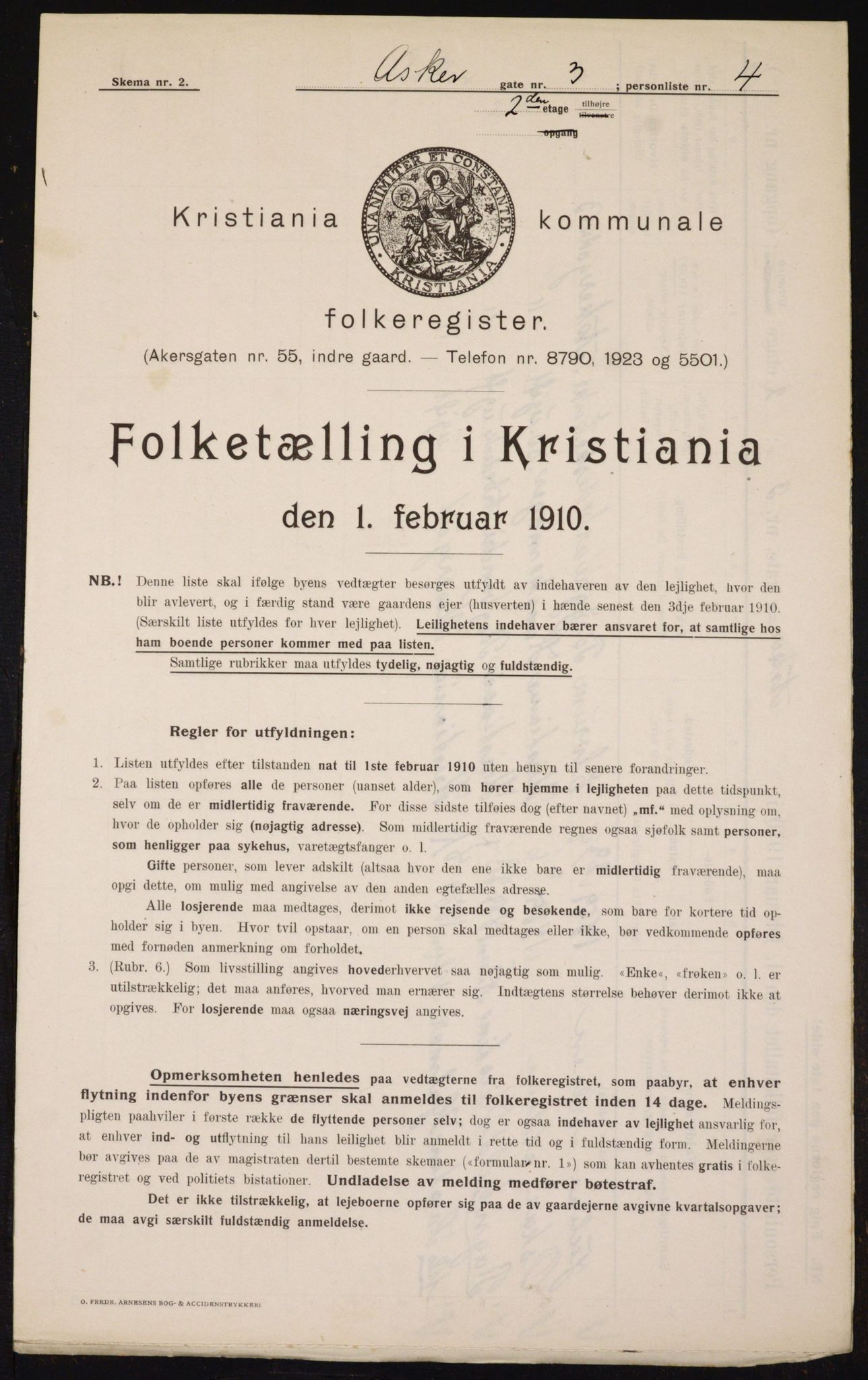 OBA, Municipal Census 1910 for Kristiania, 1910, p. 2330