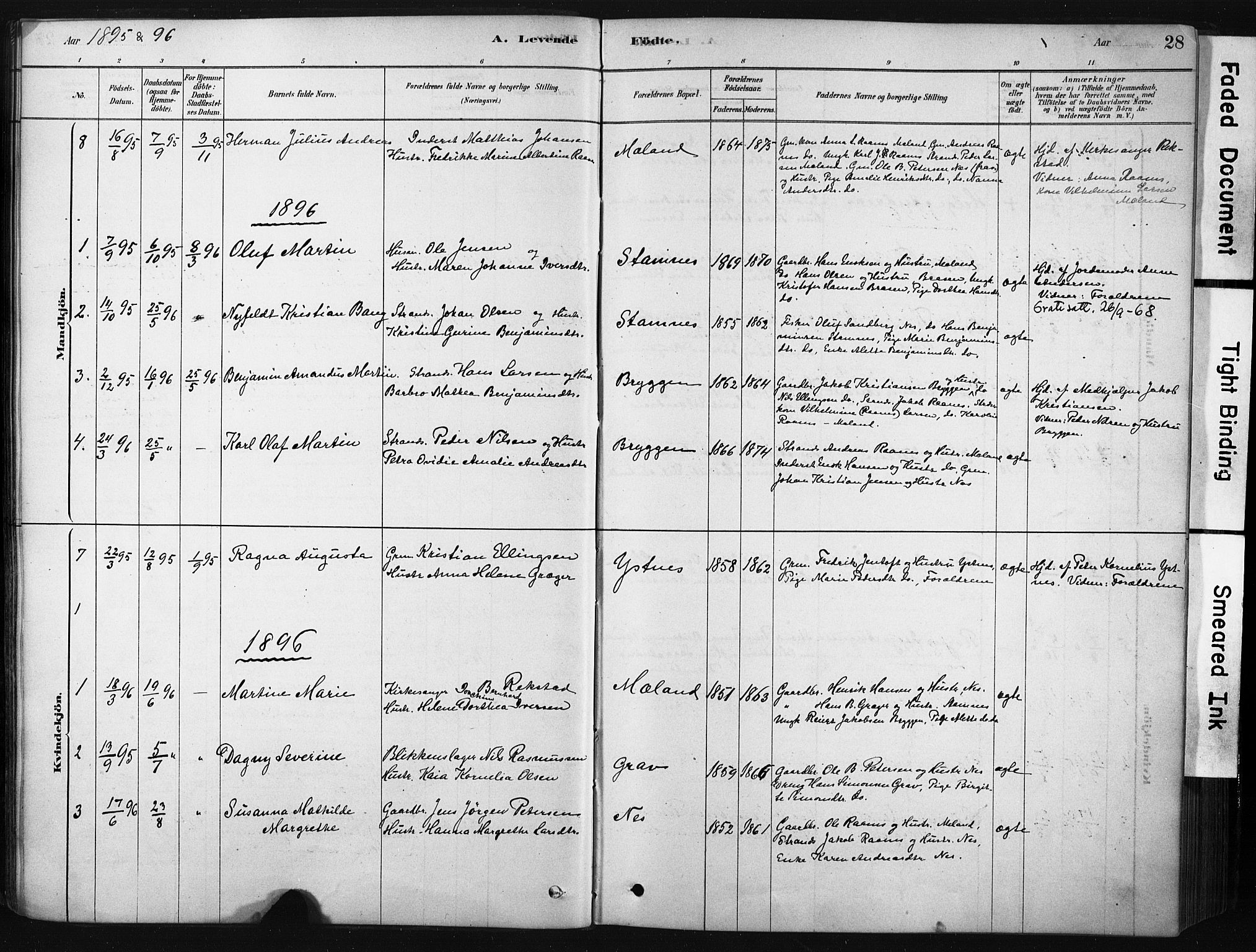 Ministerialprotokoller, klokkerbøker og fødselsregistre - Nordland, AV/SAT-A-1459/808/L0128: Parish register (official) no. 808A01, 1880-1902, p. 28