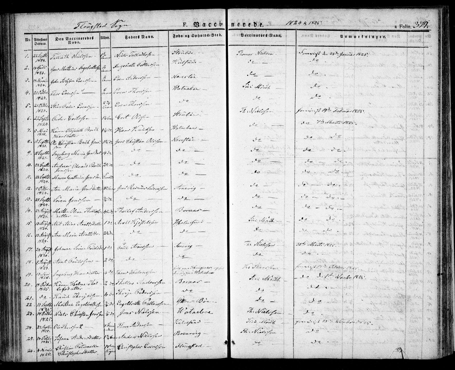 Dypvåg sokneprestkontor, AV/SAK-1111-0007/F/Fa/Faa/L0004: Parish register (official) no. A 4, 1824-1840, p. 374