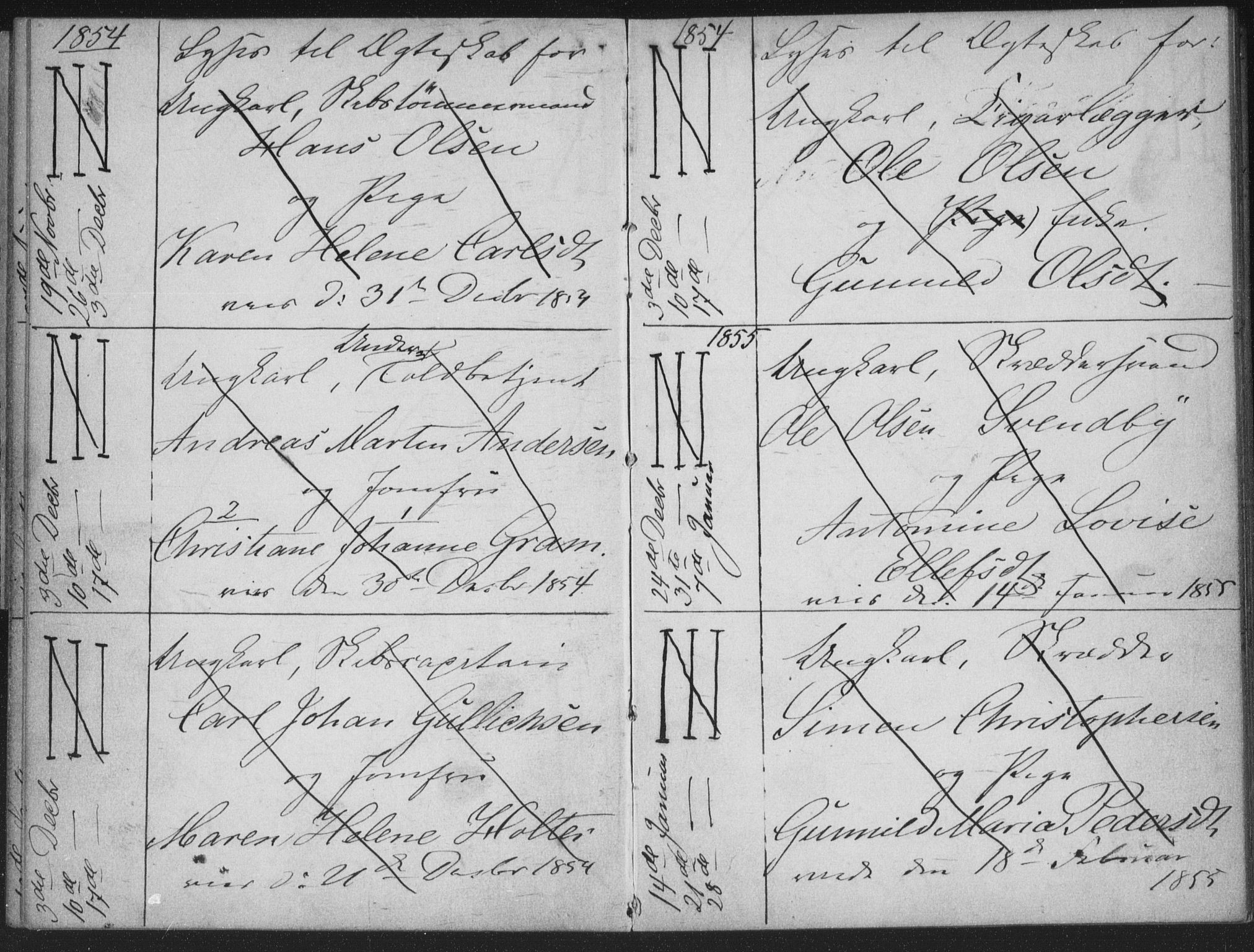 Bragernes kirkebøker, AV/SAKO-A-6/H/Ha/L0003: Banns register no. 3, 1854-1859