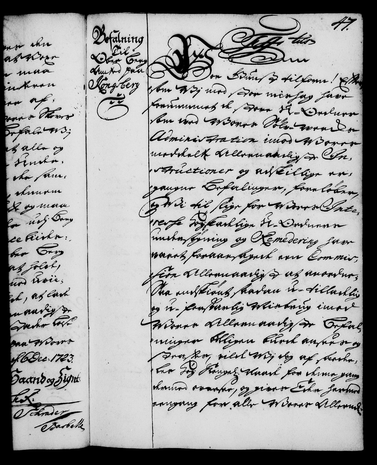 Rentekammeret, Kammerkanselliet, RA/EA-3111/G/Gg/Gga/L0002: Norsk ekspedisjonsprotokoll med register (merket RK 53.2), 1723-1727, p. 47