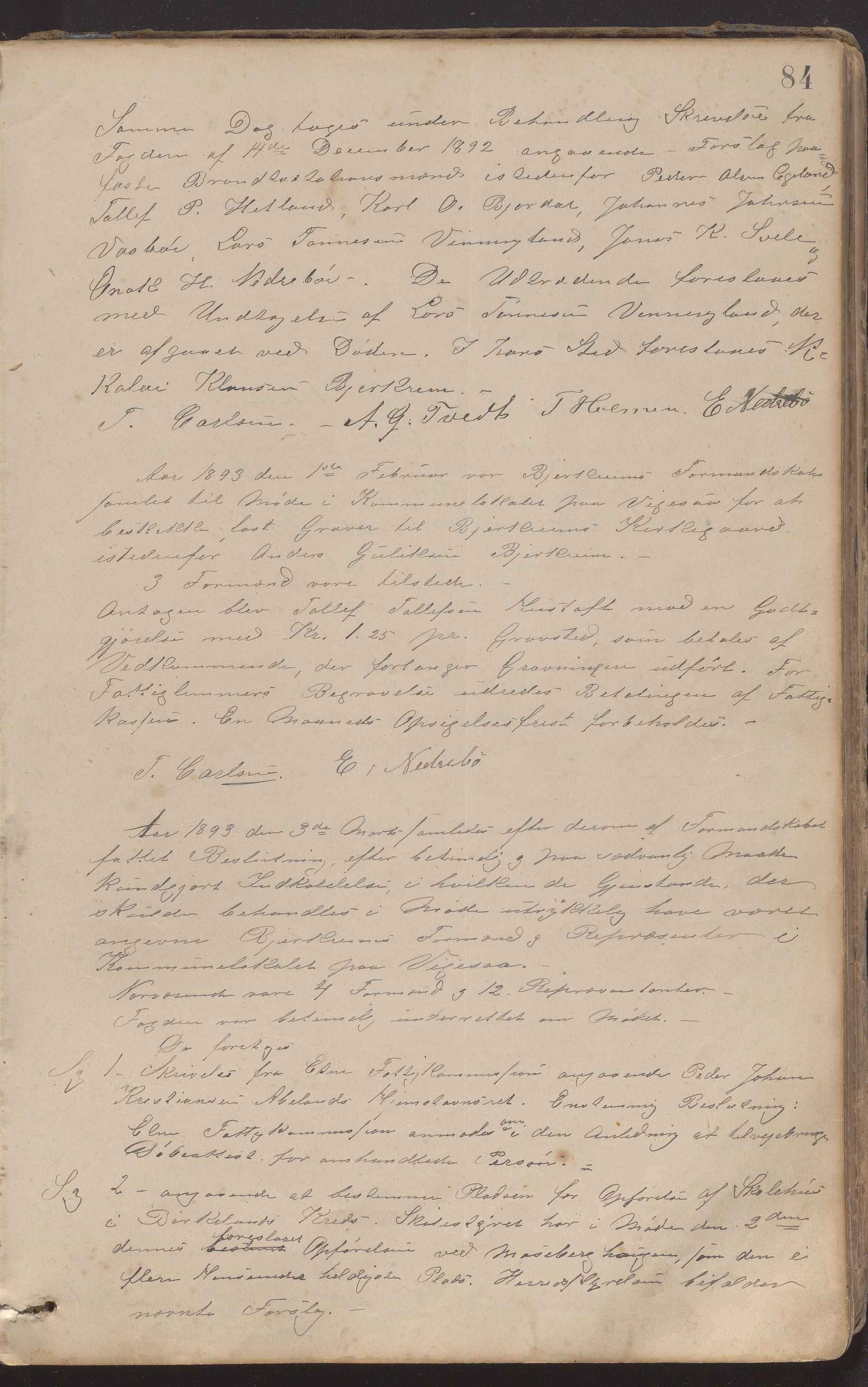 Bjerkreim kommune - Formannskapet/Sentraladministrasjonen, IKAR/K-101531/A/Aa/L0002: Møtebok, 1884-1903, p. 84a