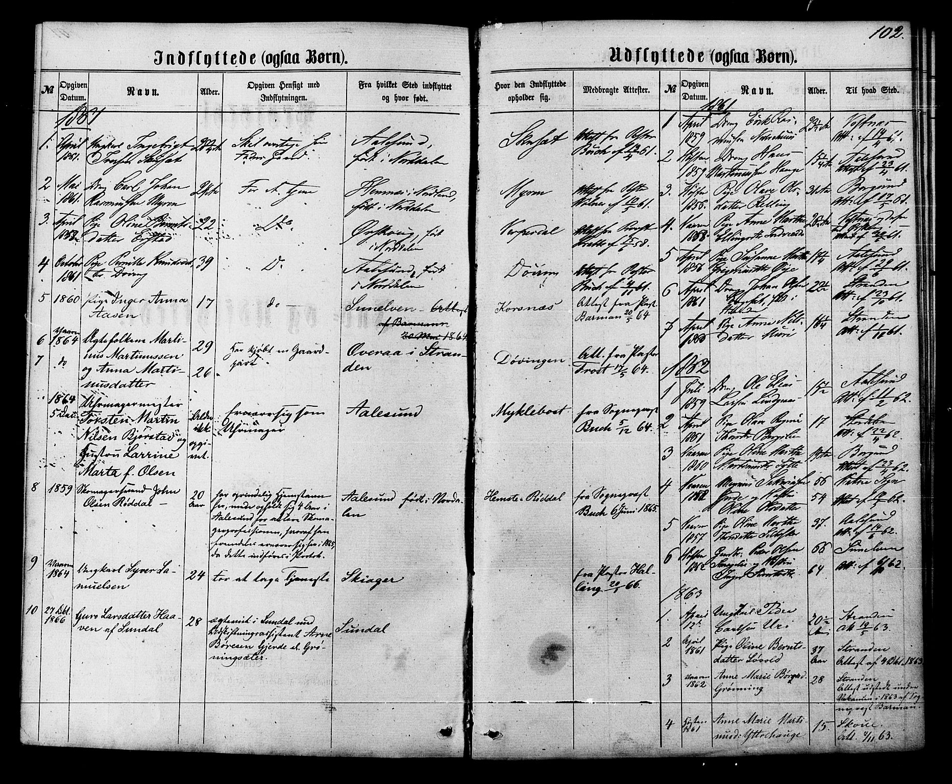 Ministerialprotokoller, klokkerbøker og fødselsregistre - Møre og Romsdal, SAT/A-1454/519/L0253: Parish register (official) no. 519A12, 1860-1883, p. 102