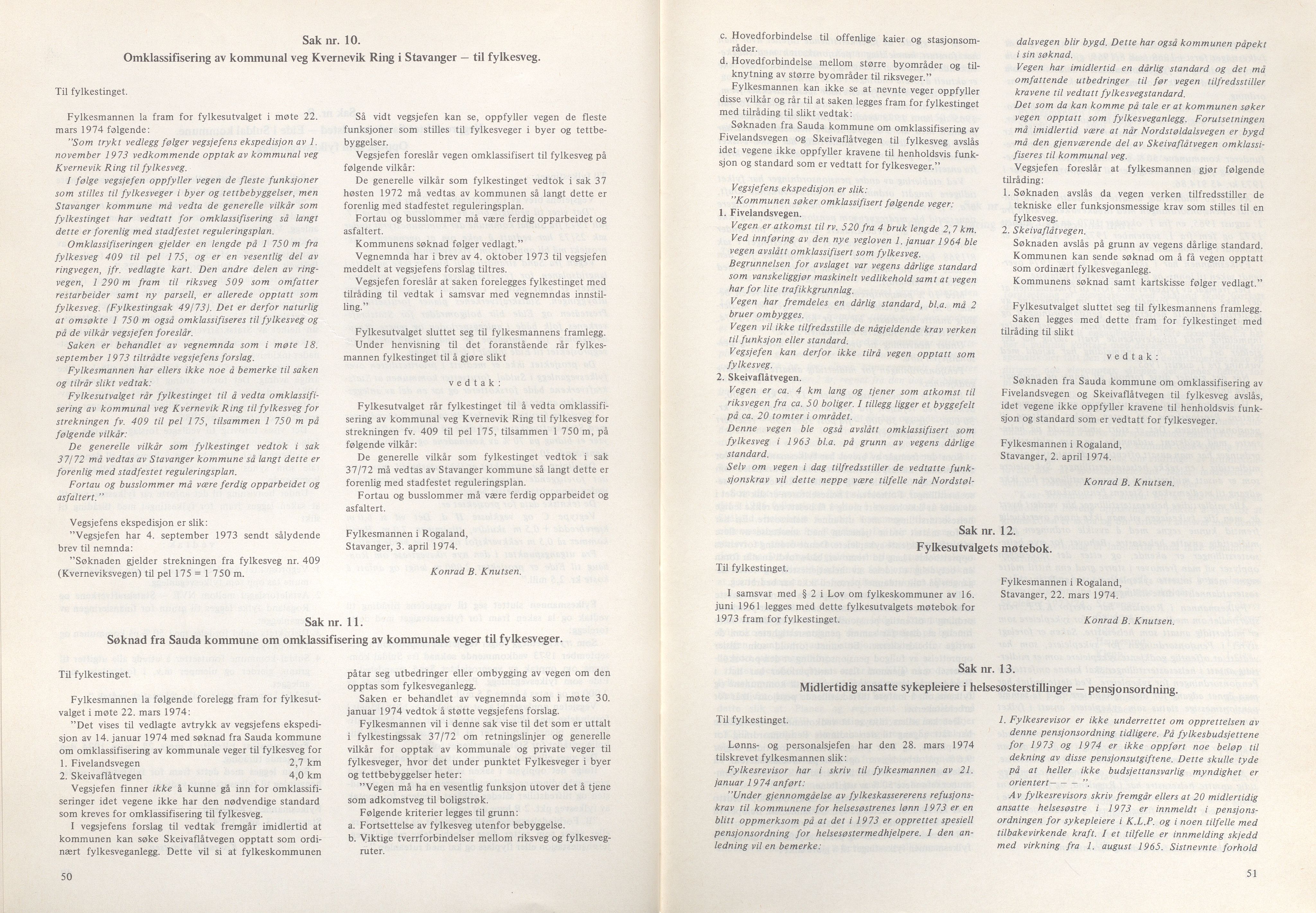 Rogaland fylkeskommune - Fylkesrådmannen , IKAR/A-900/A/Aa/Aaa/L0094: Møtebok , 1974, p. 50-51