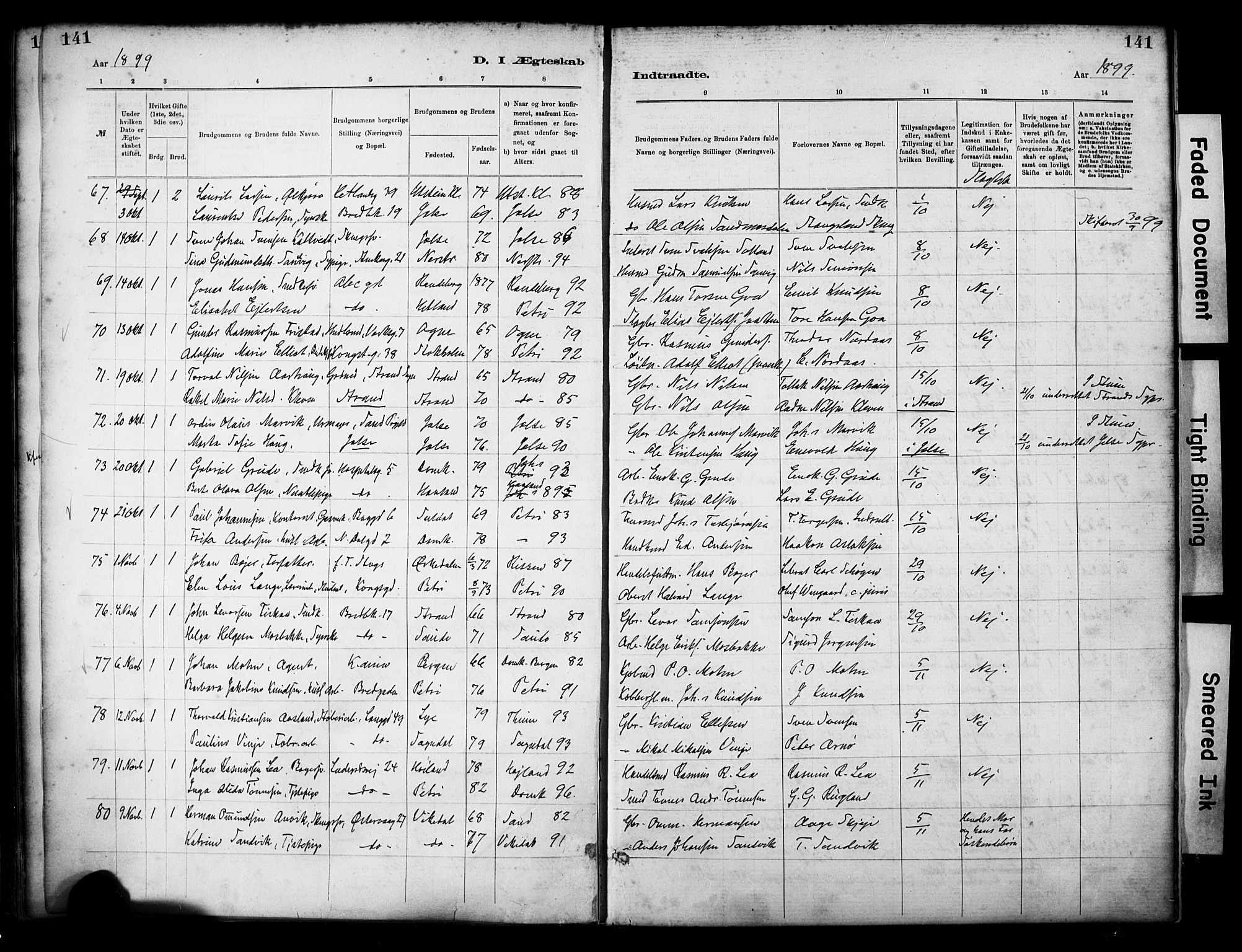 St. Petri sokneprestkontor, SAST/A-101813/001/30/30BA/L0018: Parish register (official) no. A 19, 1879-1900, p. 141