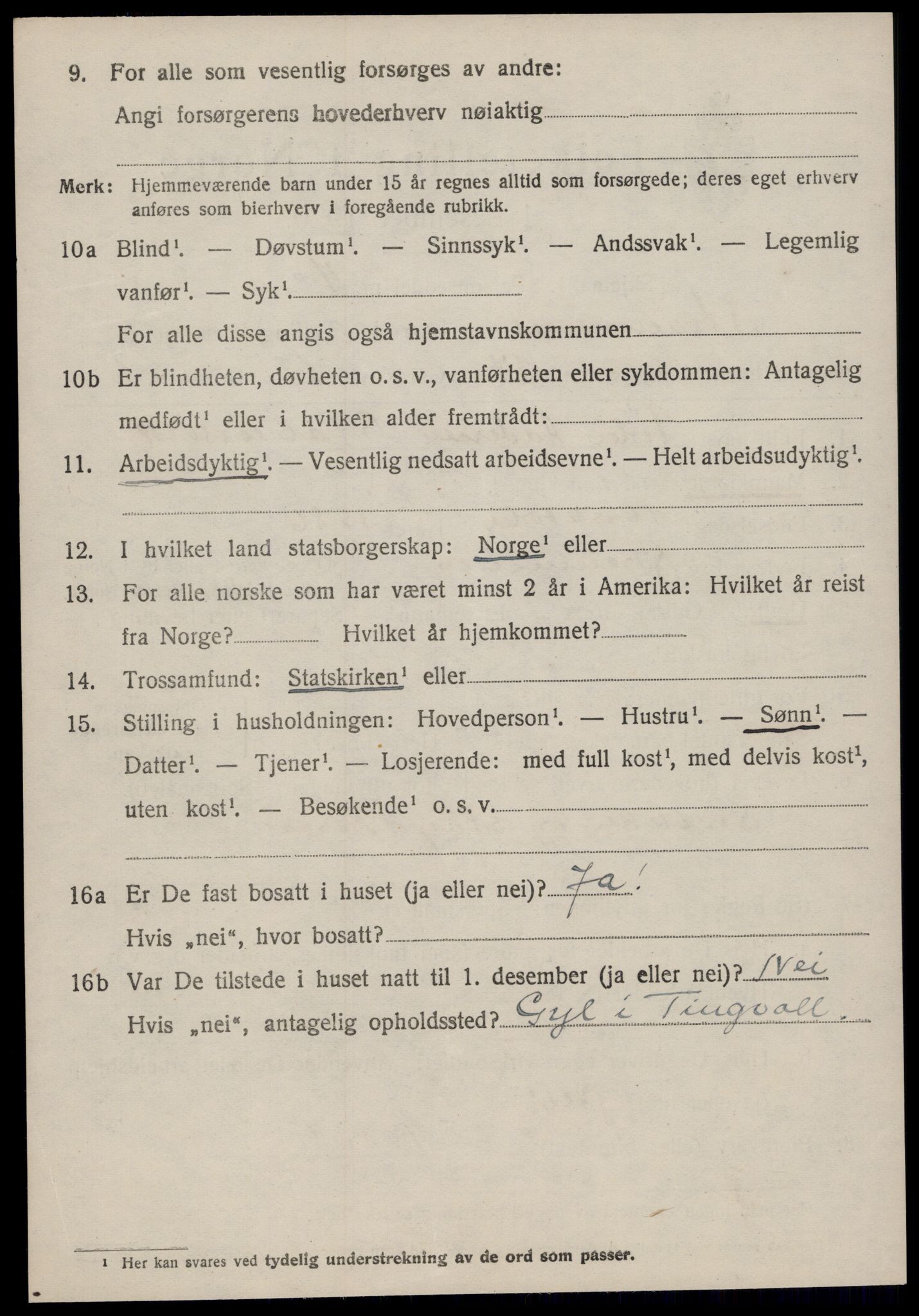 SAT, 1920 census for Straumsnes, 1920, p. 1534