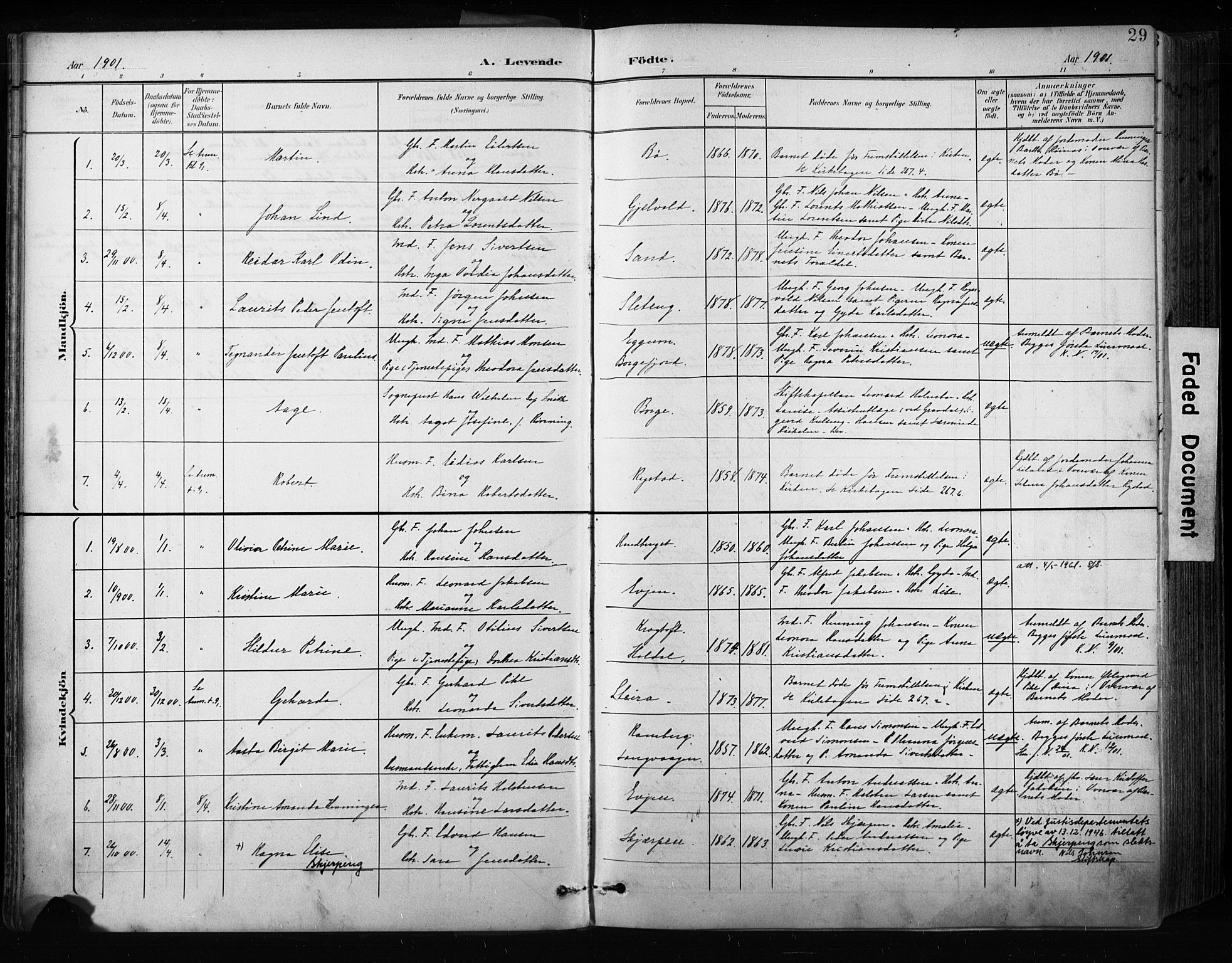 Ministerialprotokoller, klokkerbøker og fødselsregistre - Nordland, AV/SAT-A-1459/880/L1134: Parish register (official) no. 880A08, 1899-1908, p. 29