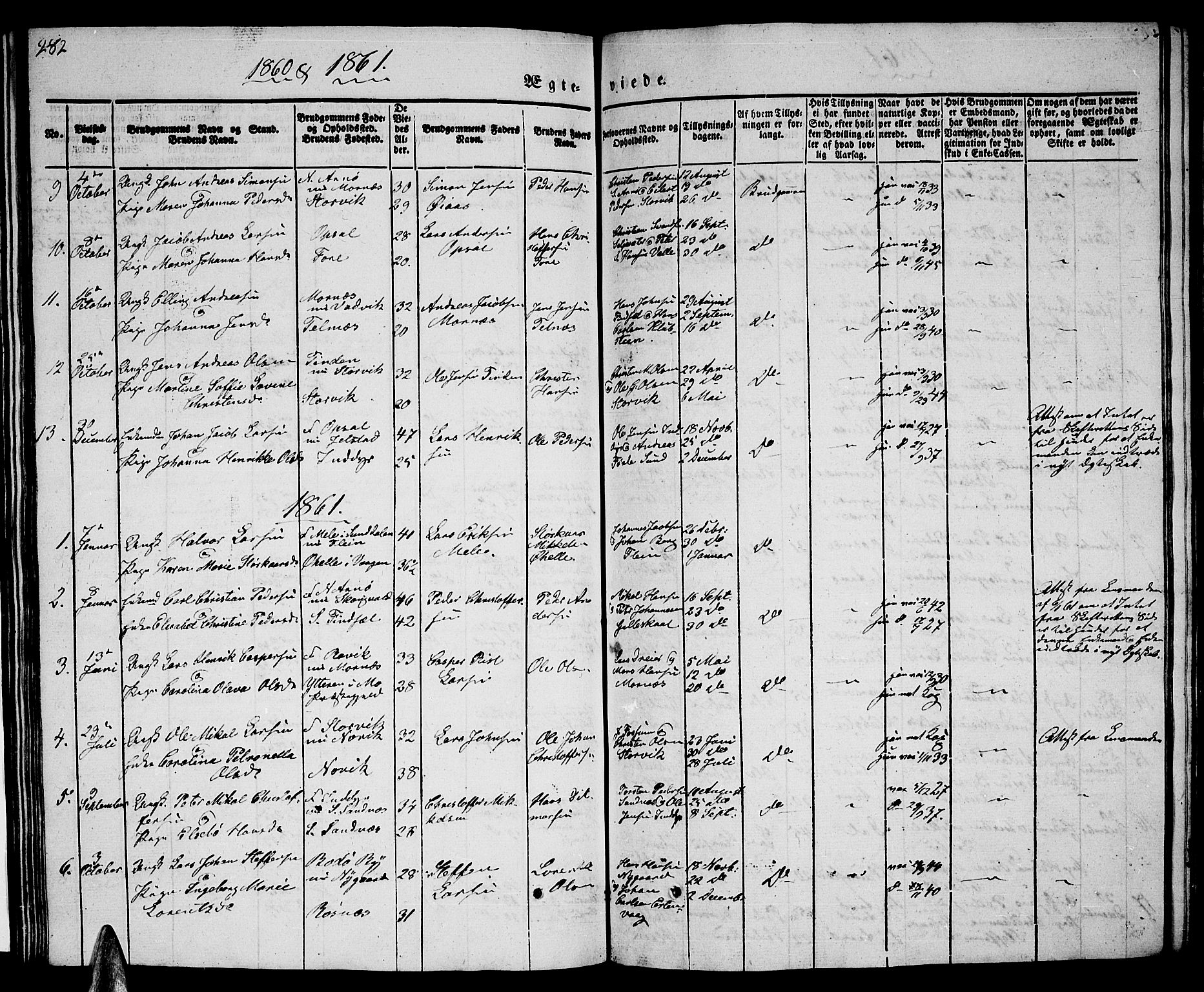 Ministerialprotokoller, klokkerbøker og fødselsregistre - Nordland, SAT/A-1459/805/L0106: Parish register (copy) no. 805C02, 1841-1861, p. 282