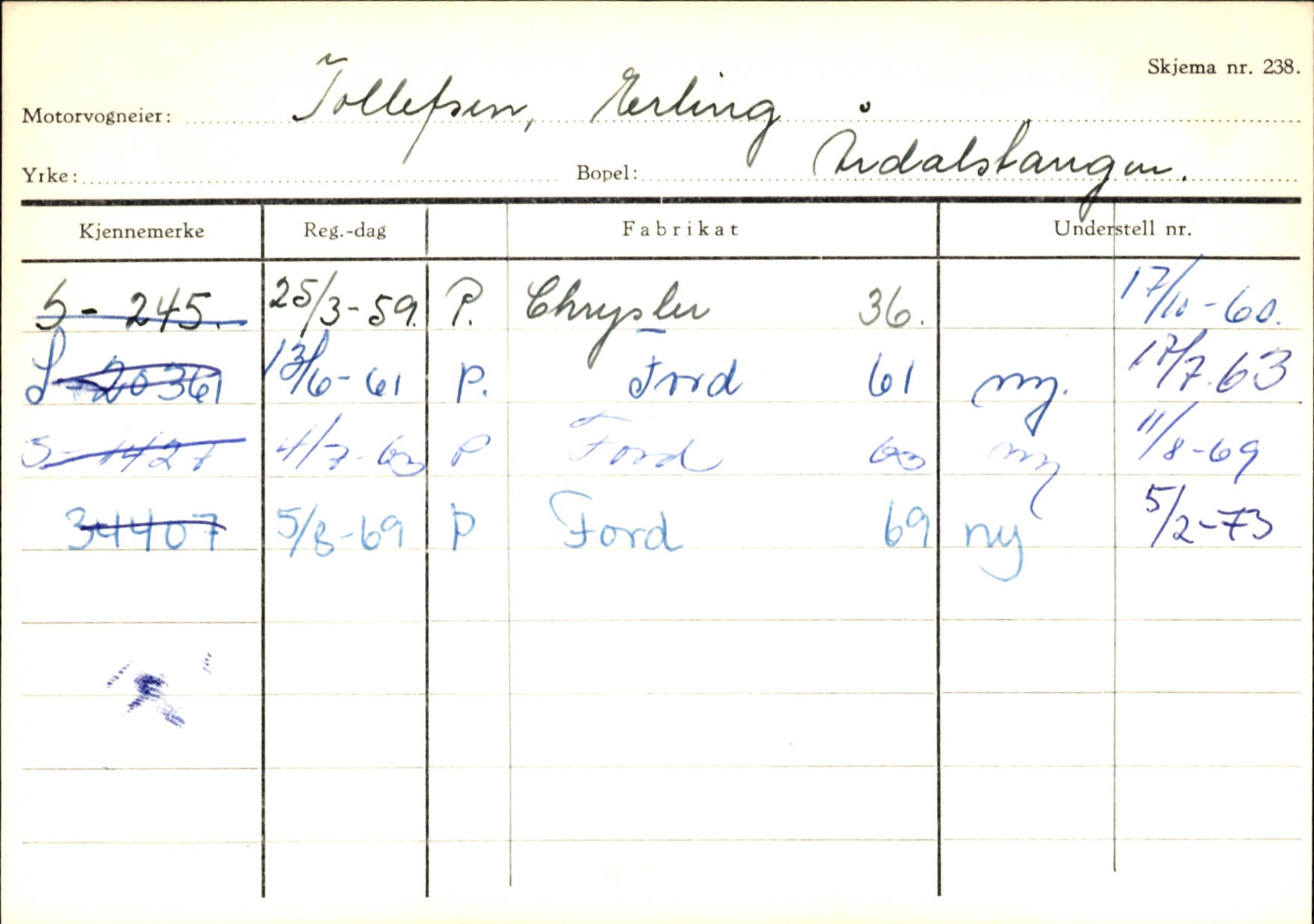 Statens vegvesen, Sogn og Fjordane vegkontor, AV/SAB-A-5301/4/F/L0146: Registerkort Årdal R-Å samt diverse kort, 1945-1975, p. 919