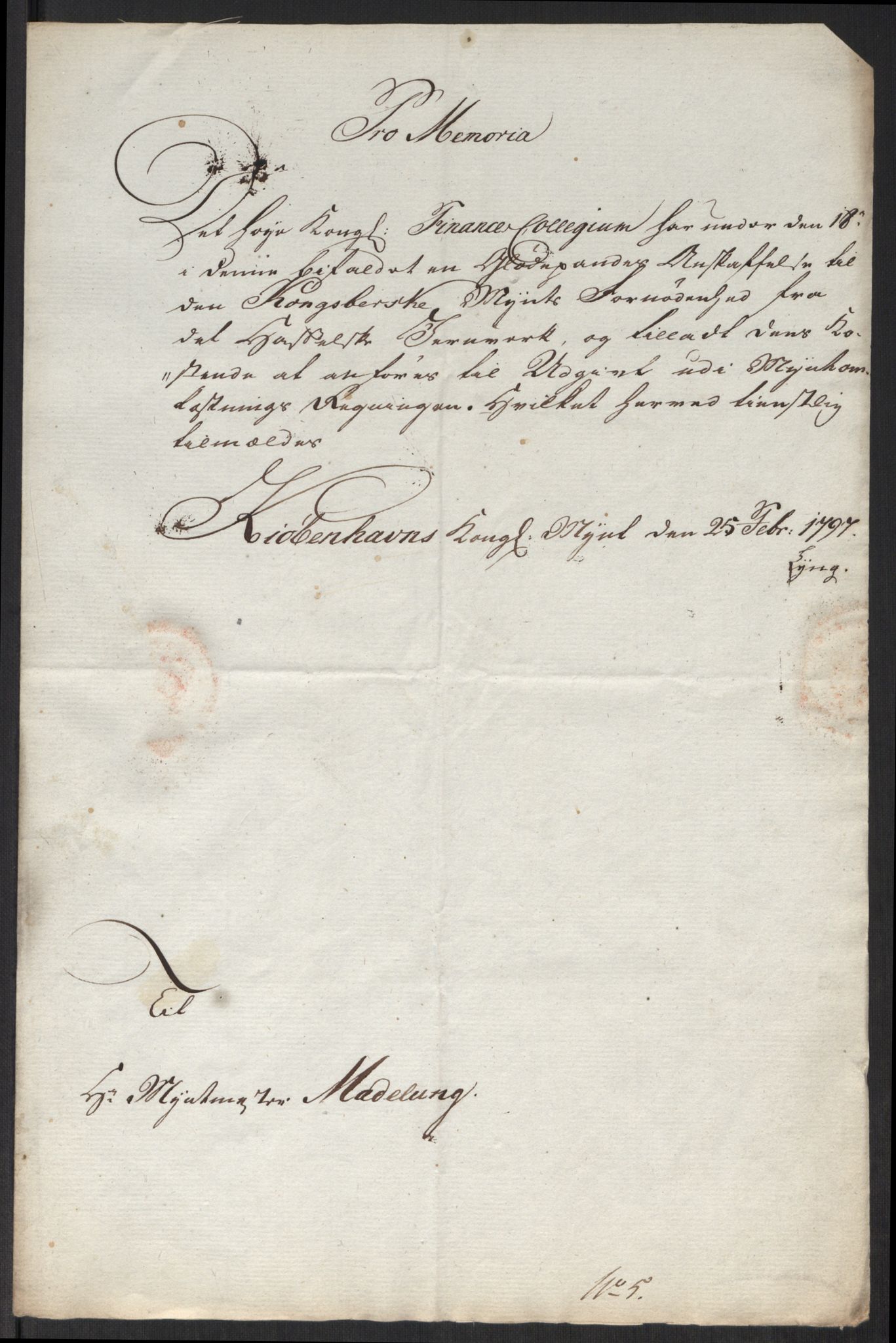 Rentekammeret inntil 1814, Realistisk ordnet avdeling, RA/EA-4070/Oa/L0008: [Y6]: Embetsbrev til myntmesteren på Kongsberg (1797-1806 og 1808-1813), 1797-1813, p. 67
