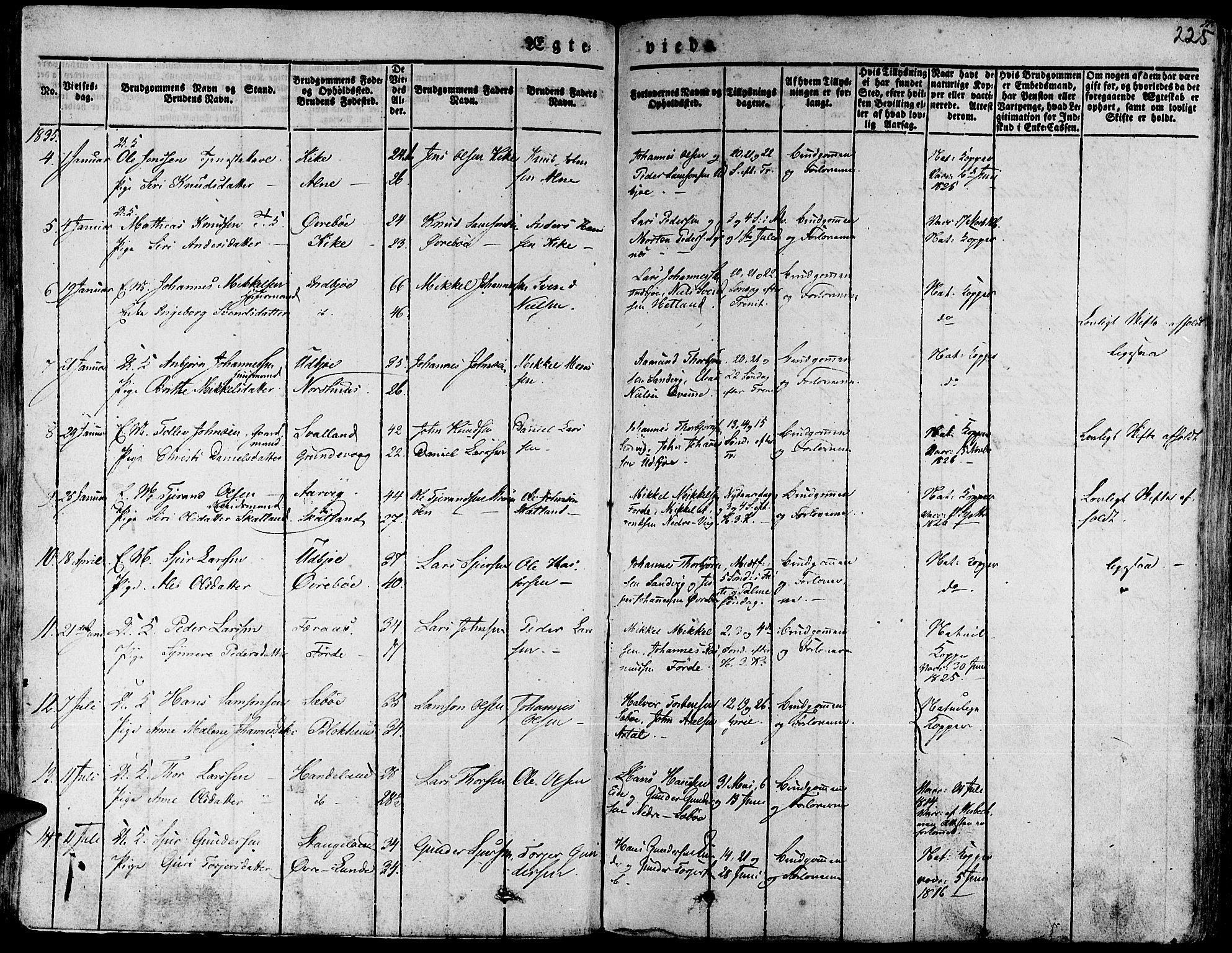 Fjelberg sokneprestembete, SAB/A-75201/H/Haa: Parish register (official) no. A 6, 1835-1851, p. 225
