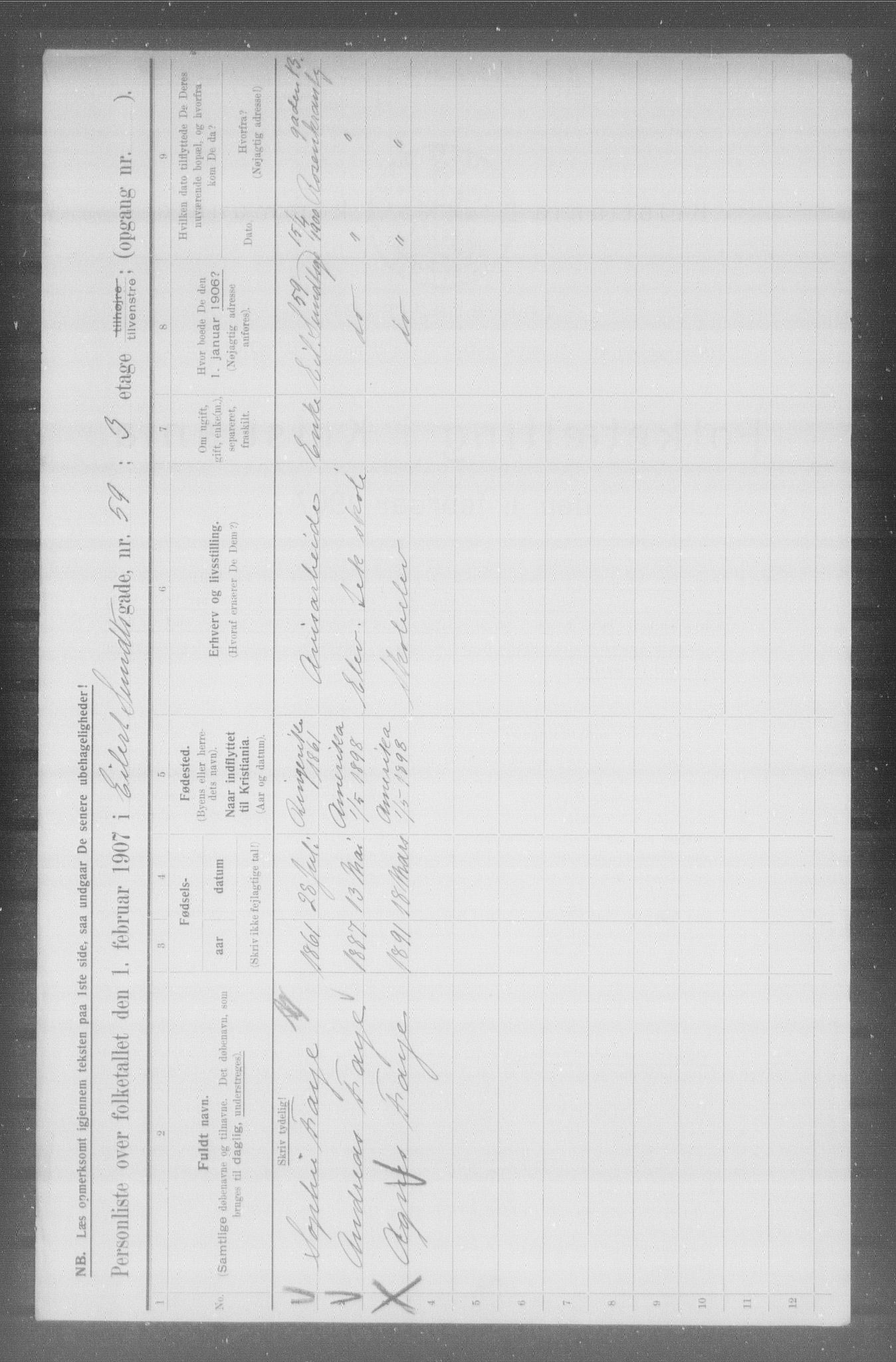 OBA, Municipal Census 1907 for Kristiania, 1907, p. 9862