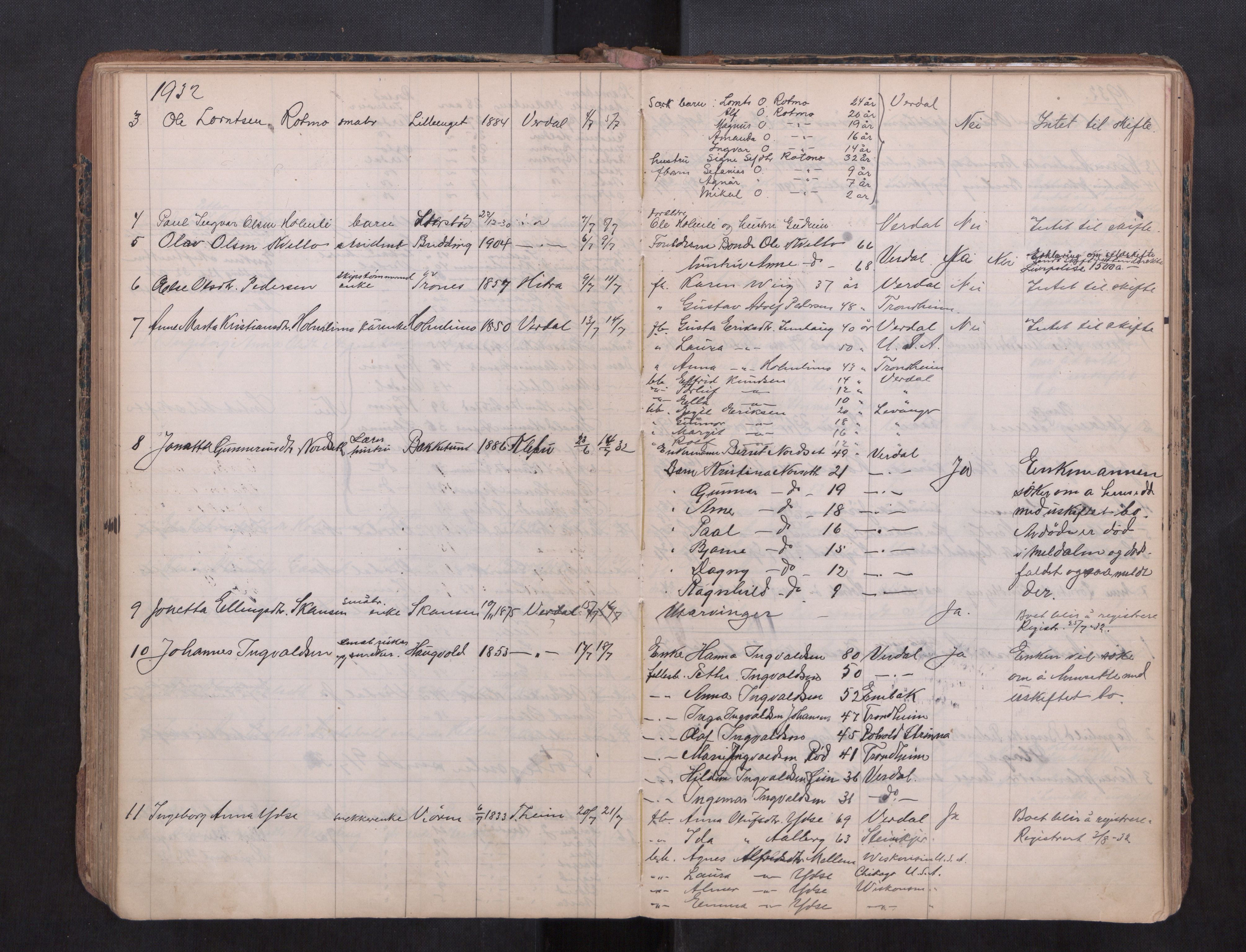 Verdal lensmannskontor, AV/SAT-A-1045/1/02/L0002: 2.01.02 Dødsfallsprotokoll, 1902-1945