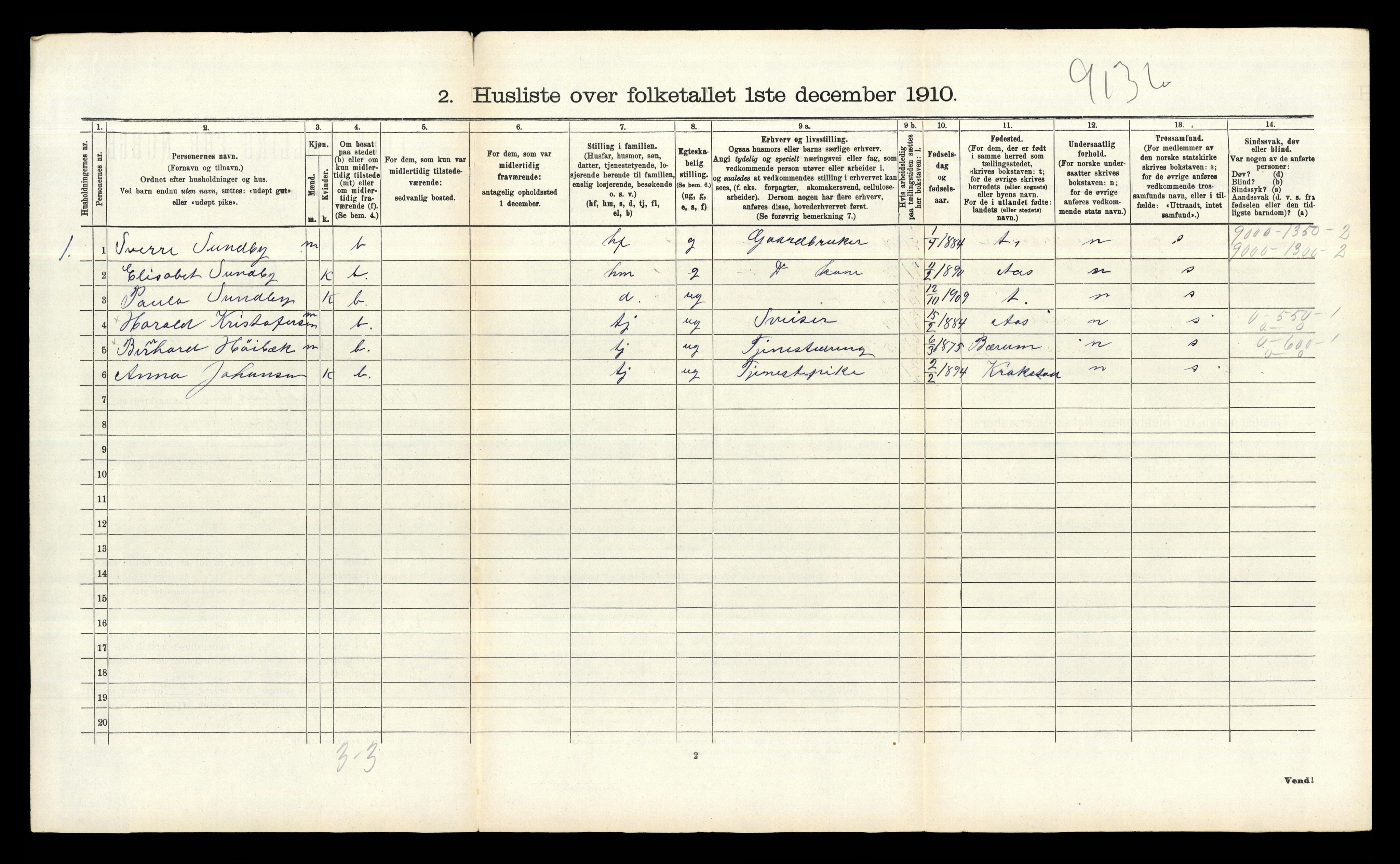 RA, 1910 census for Ås, 1910, p. 656