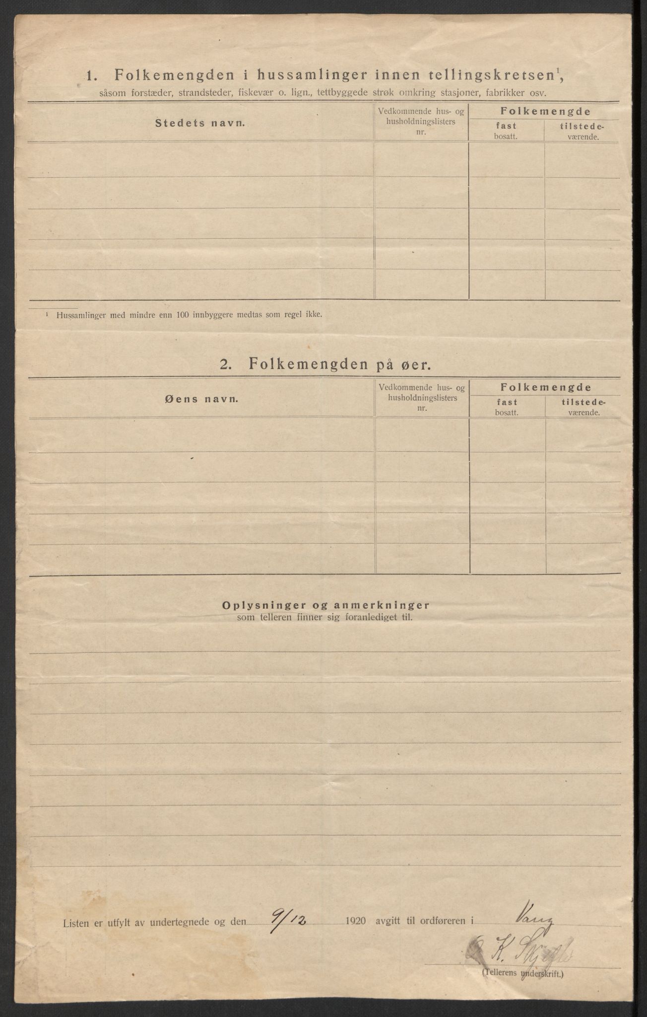 SAH, 1920 census for Vang (Oppland), 1920, p. 32