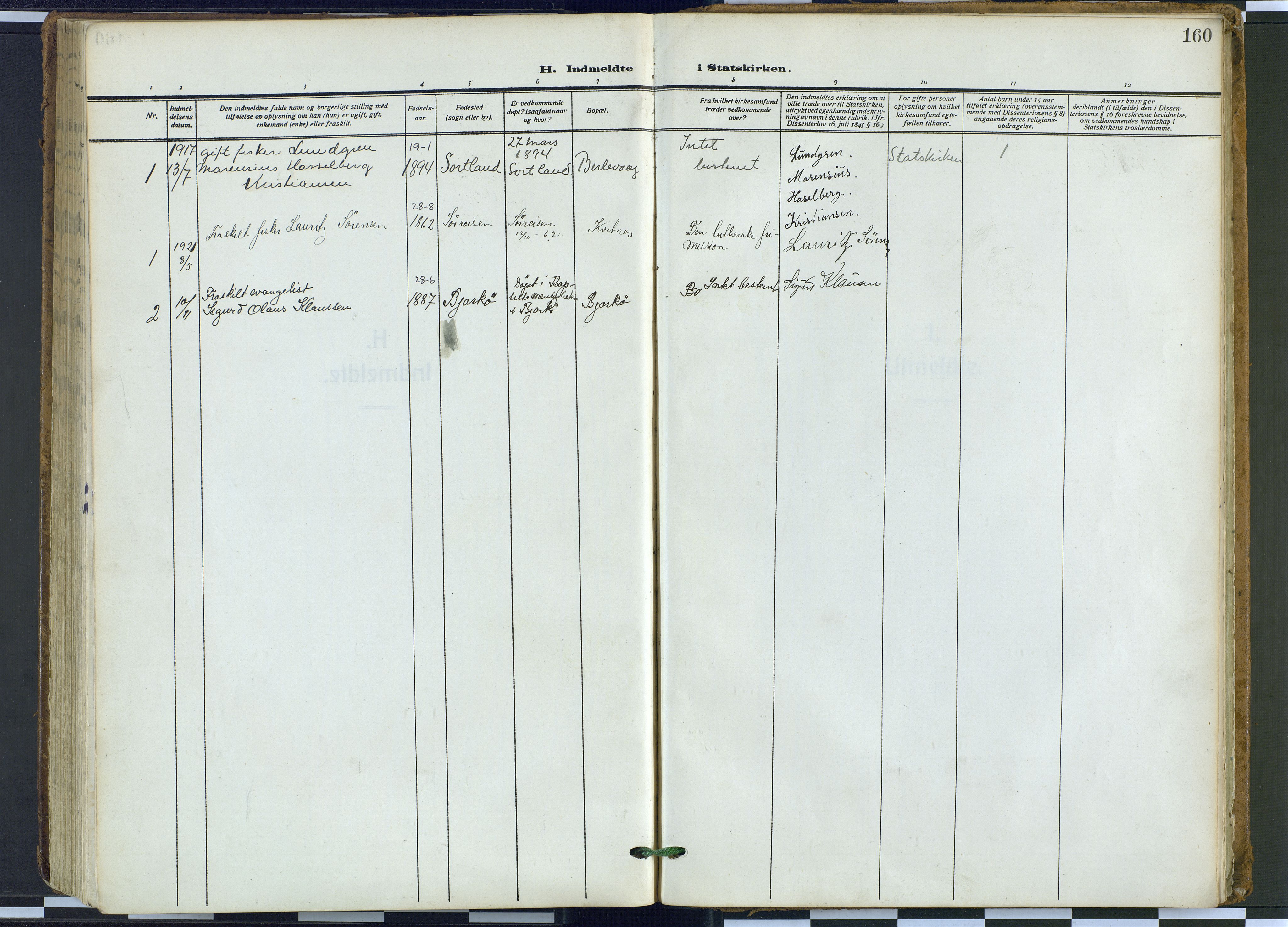 Tana sokneprestkontor, SATØ/S-1334/H/Ha: Parish register (official) no. 9, 1914-1930, p. 160