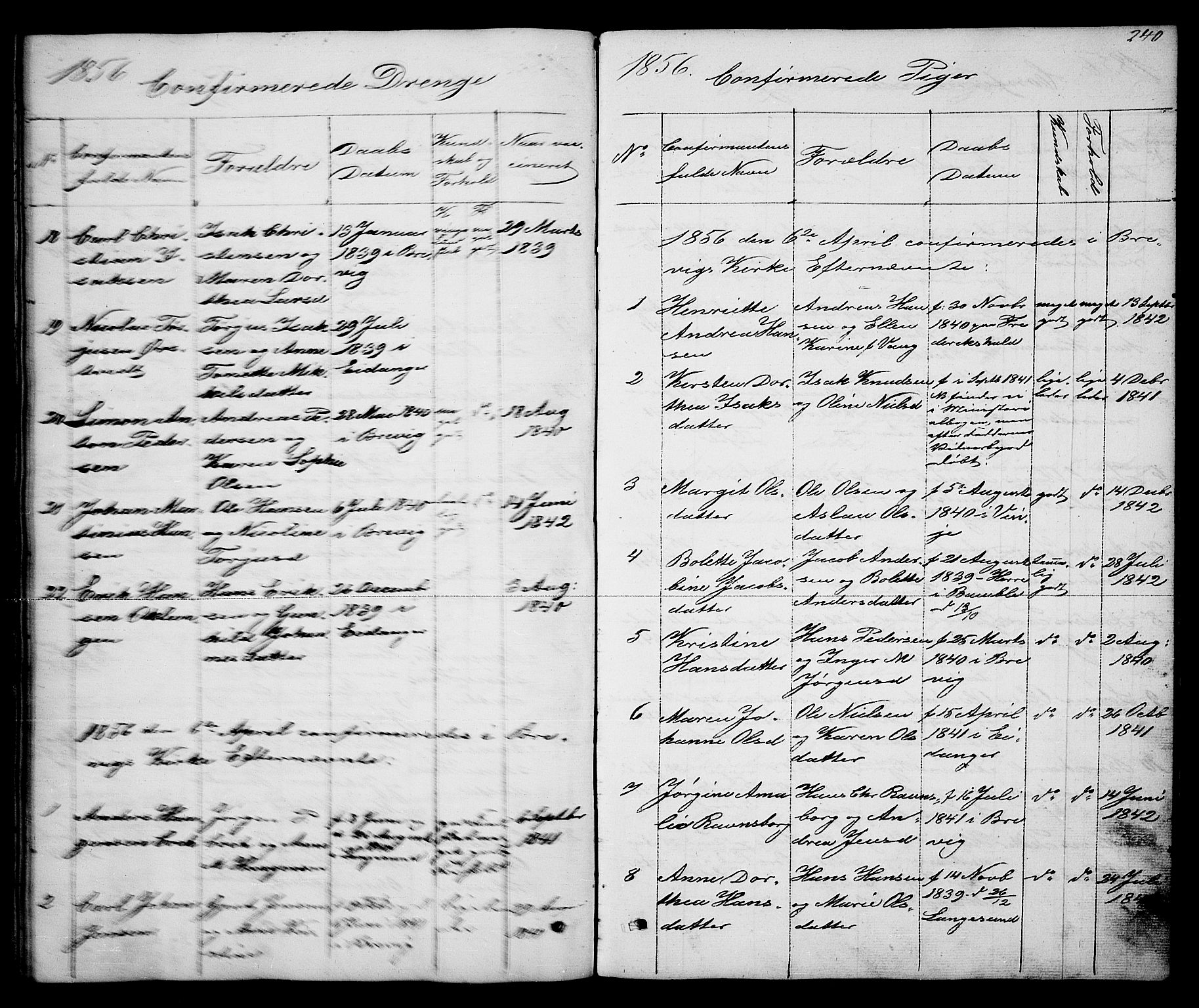 Brevik kirkebøker, SAKO/A-255/G/Ga/L0002: Parish register (copy) no. 2, 1846-1865, p. 240