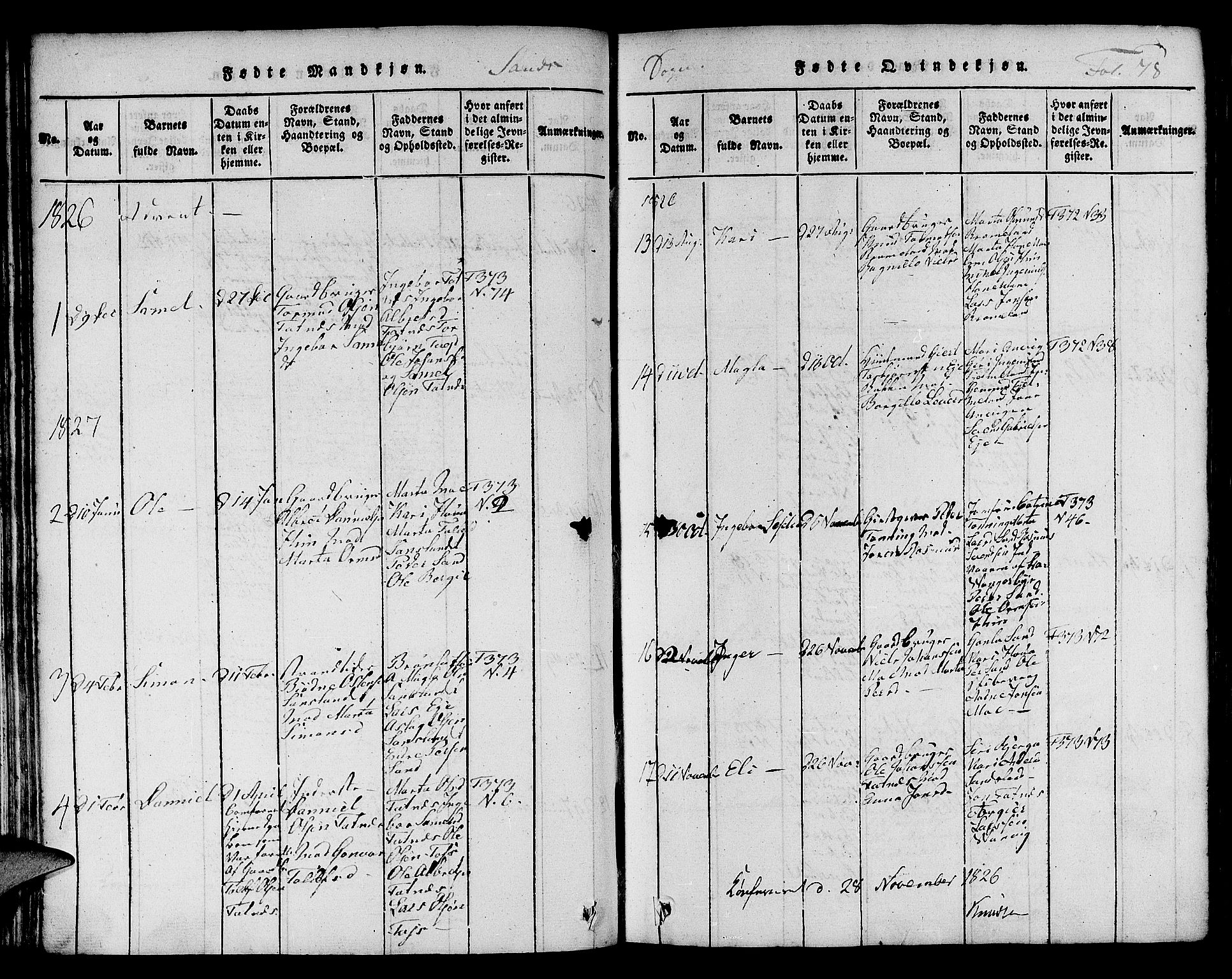 Jelsa sokneprestkontor, SAST/A-101842/01/V: Parish register (copy) no. B 1 /2, 1816-1828, p. 78