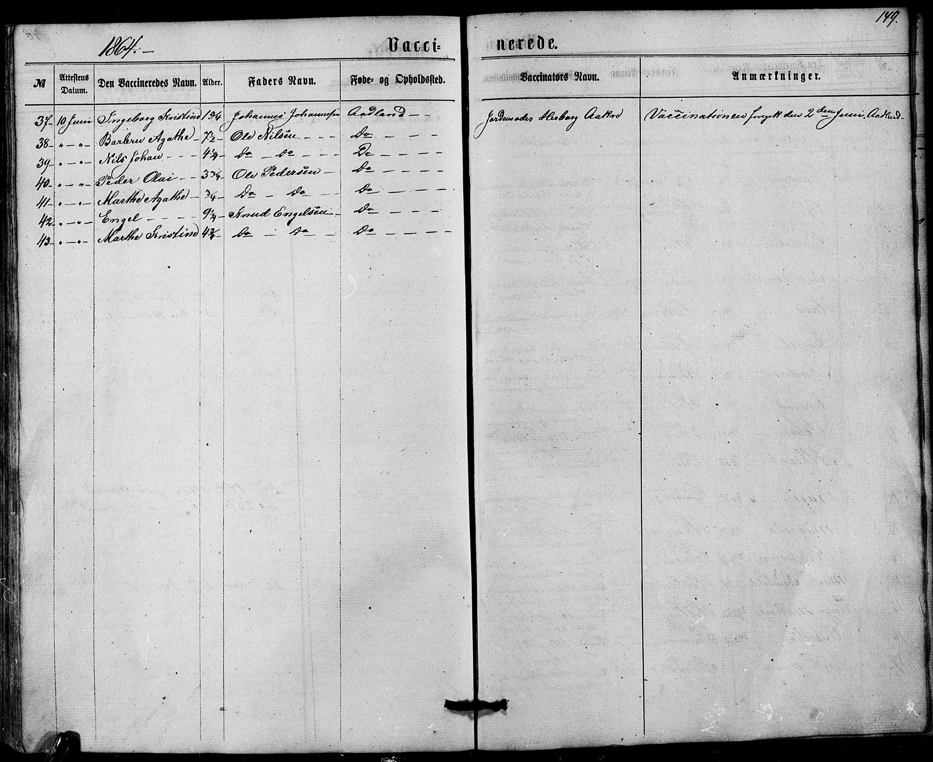 Fusa sokneprestembete, AV/SAB-A-75401/H/Hab: Parish register (copy) no. A 1, 1861-1894, p. 149