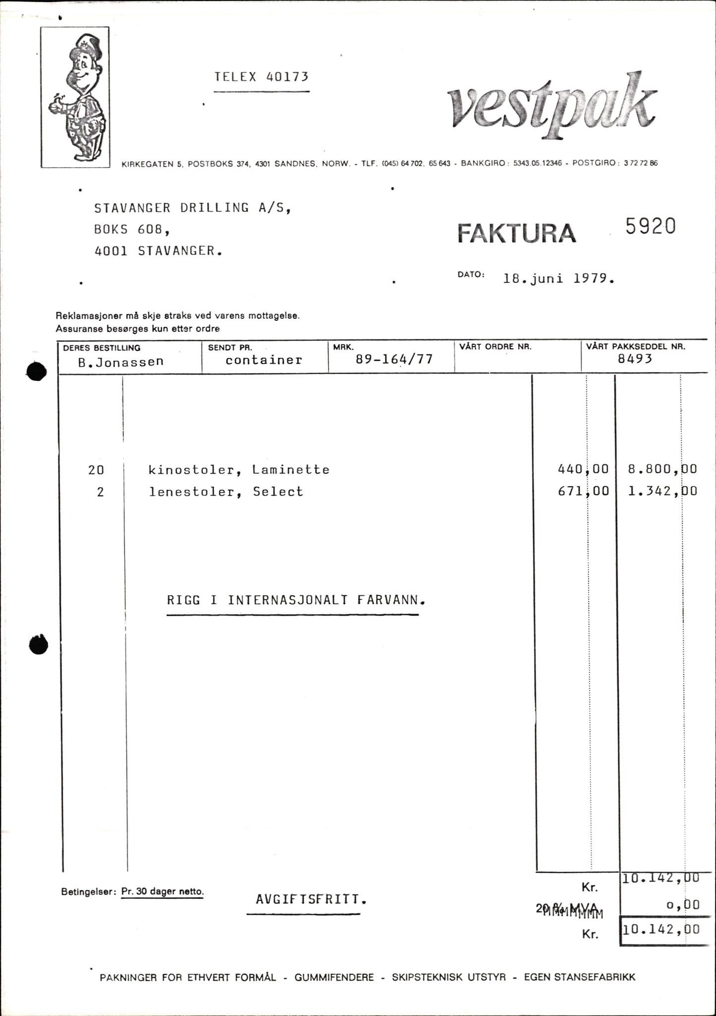 Pa 1503 - Stavanger Drilling AS, SAST/A-101906/2/E/Eb/Eba/L0028: Sak og korrespondanse, 1979-1980