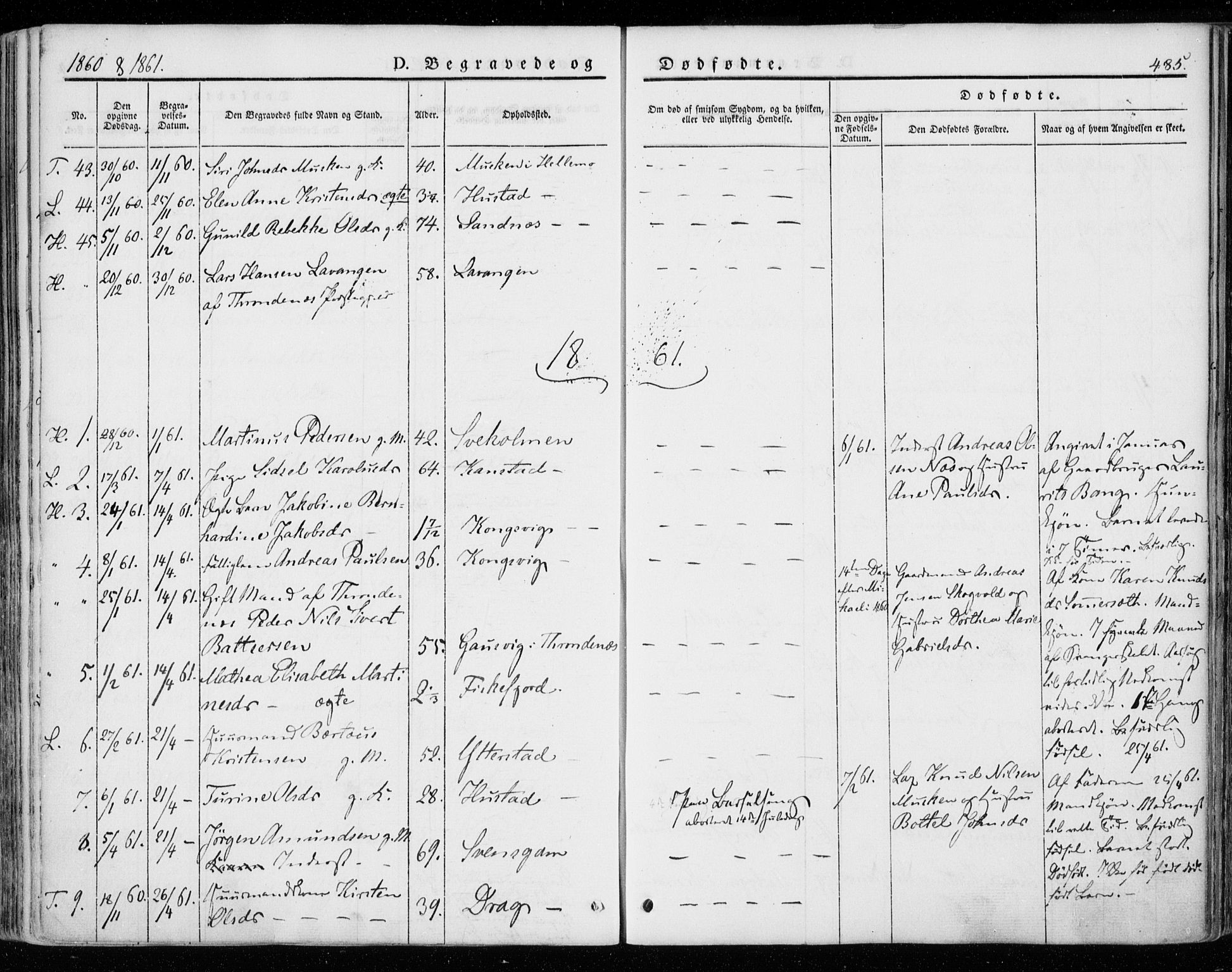 Ministerialprotokoller, klokkerbøker og fødselsregistre - Nordland, AV/SAT-A-1459/872/L1033: Parish register (official) no. 872A08, 1840-1863, p. 485