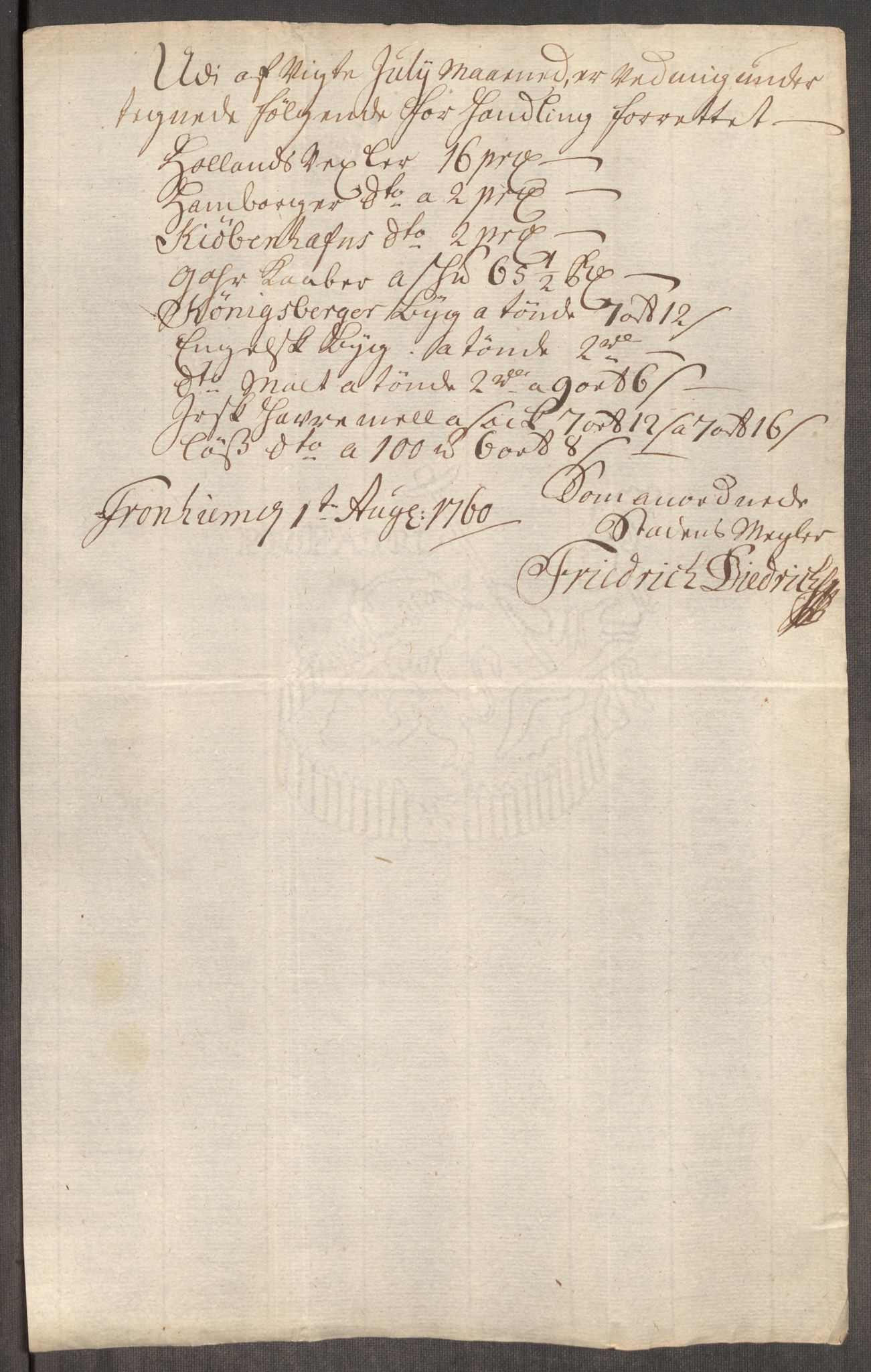 Rentekammeret inntil 1814, Realistisk ordnet avdeling, AV/RA-EA-4070/Oe/L0009: [Ø1]: Nordafjelske priskuranter, 1759-1768, p. 59