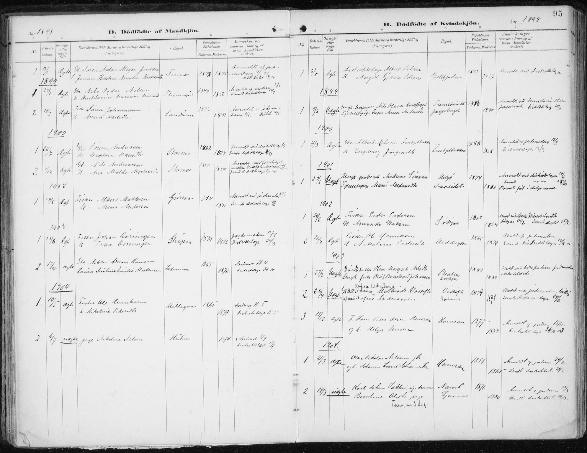 Balsfjord sokneprestembete, SATØ/S-1303/G/Ga/L0006kirke: Parish register (official) no. 6, 1897-1909, p. 95