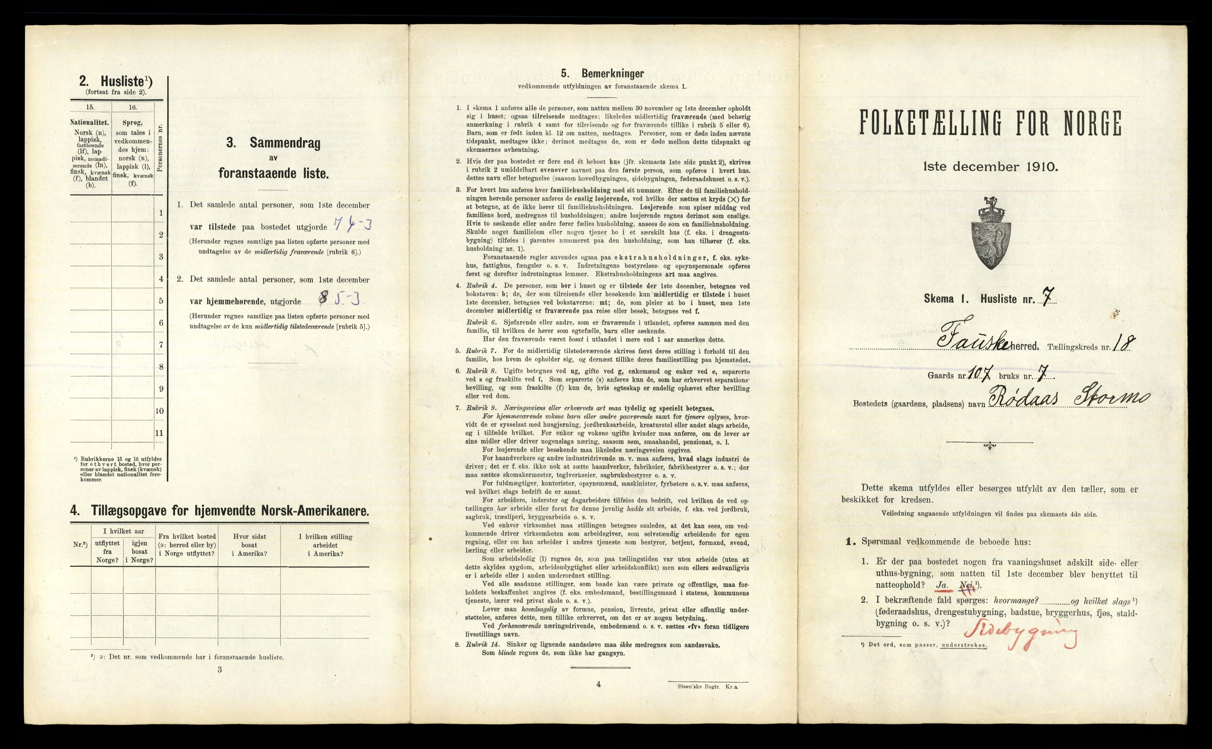 RA, 1910 census for Fauske, 1910, p. 1144