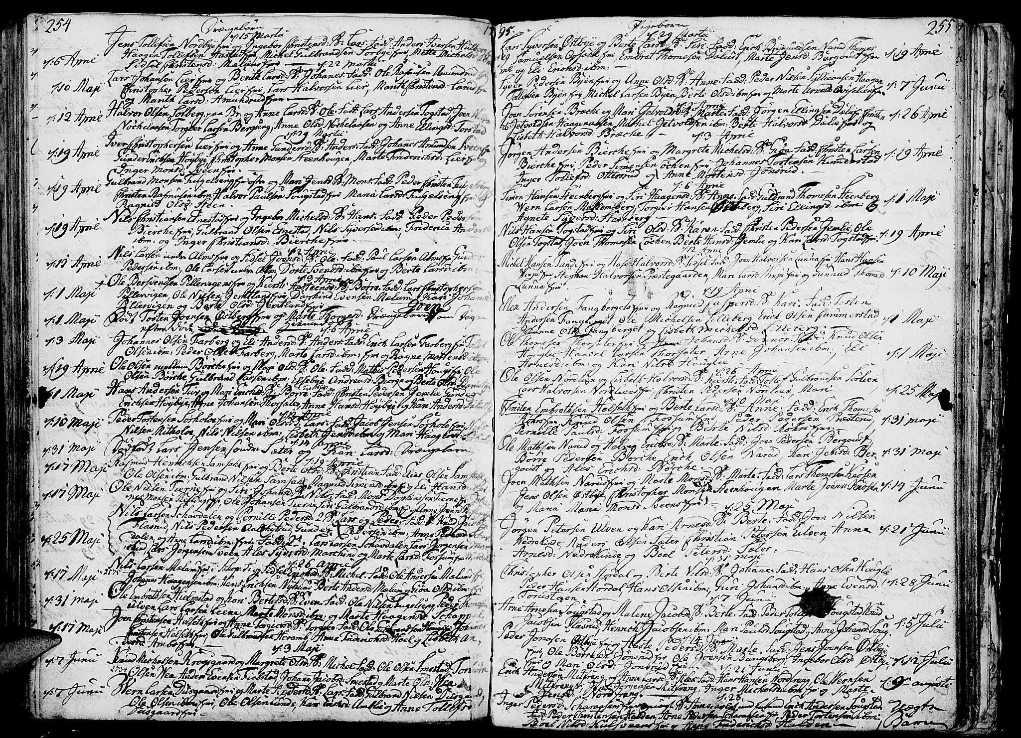 Ringsaker prestekontor, AV/SAH-PREST-014/K/Ka/L0003: Parish register (official) no. 3, 1775-1798, p. 254-255