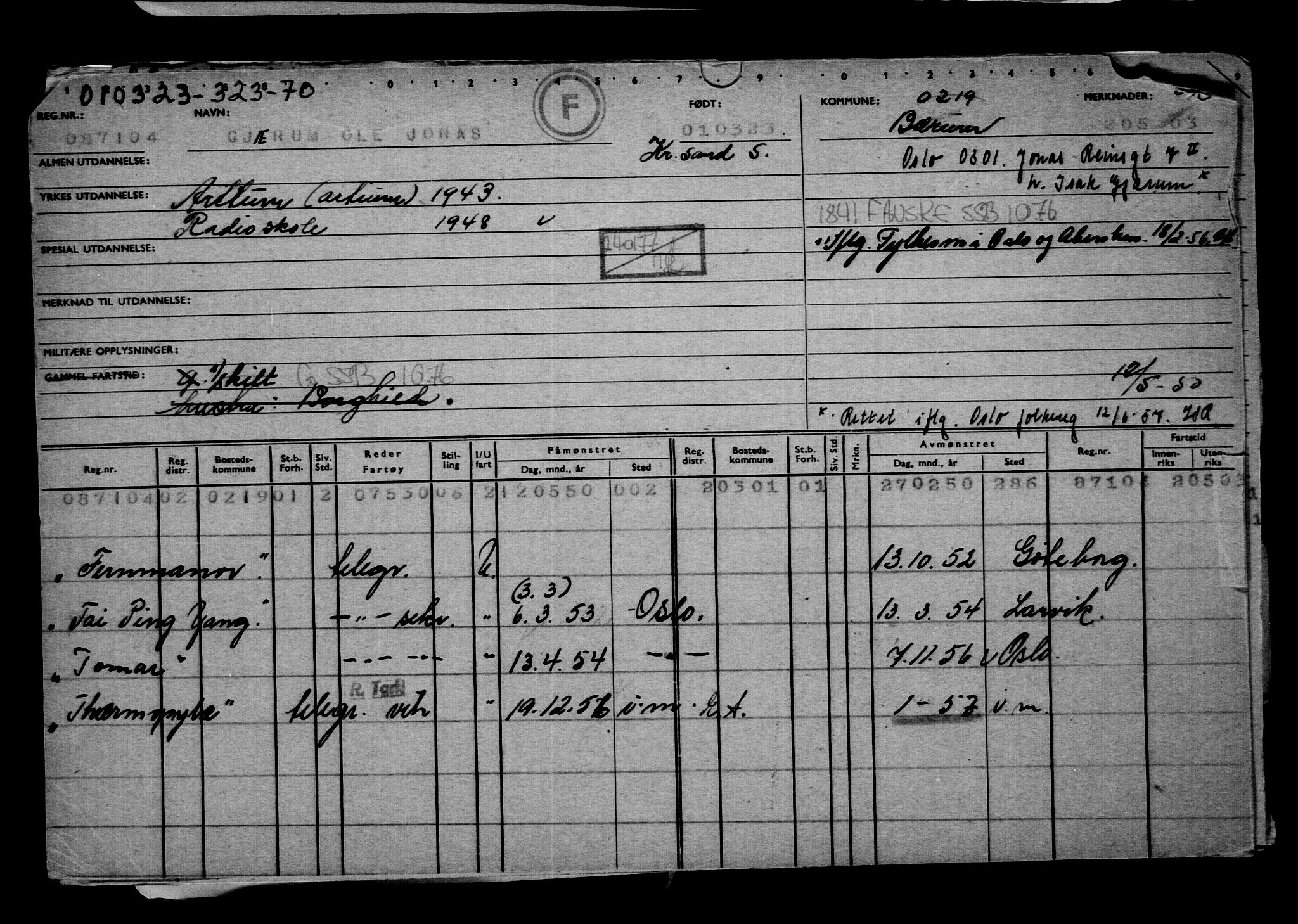 Direktoratet for sjømenn, AV/RA-S-3545/G/Gb/L0216: Hovedkort, 1923, p. 3