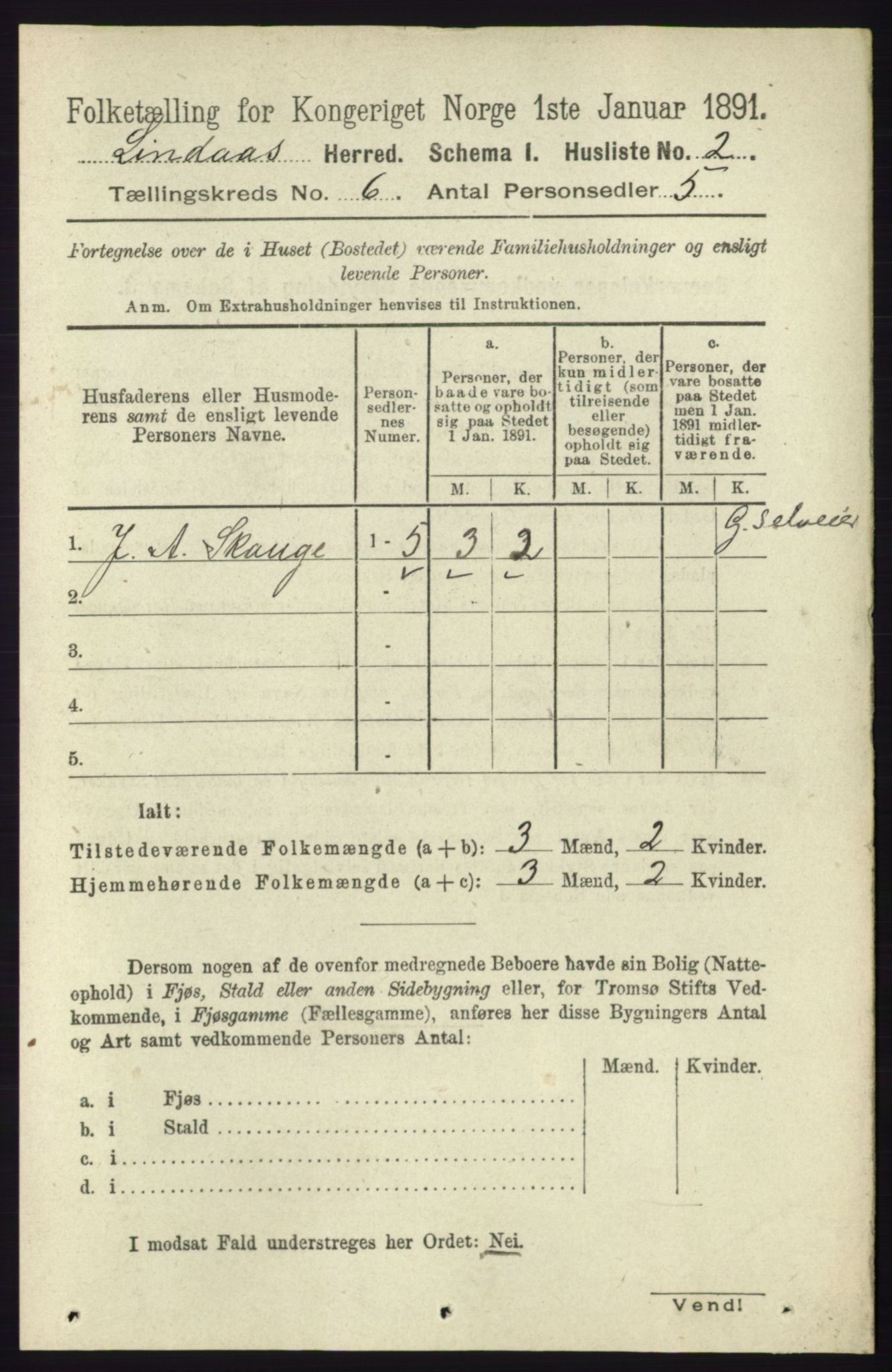 RA, 1891 census for 1263 Lindås, 1891, p. 1820